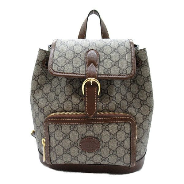 image of Gucci GG Supreme Backpack in Brown, Women's