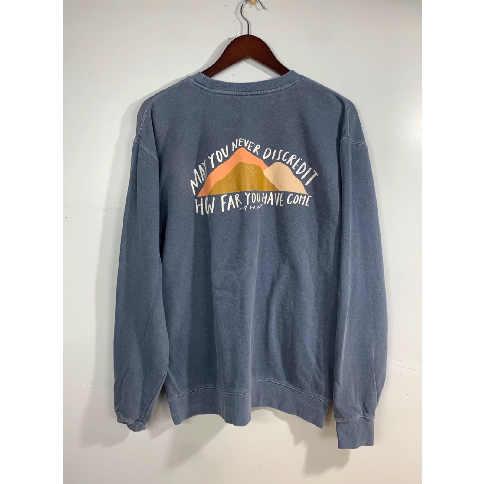 Vintage Independent Trading Company Pullover Sweatshirt Men L Blue Crew Neck Logo Solid Travel All Seasons Cotton Blend Size US L / EU 52-54 / 3 - 3 Thumbnail