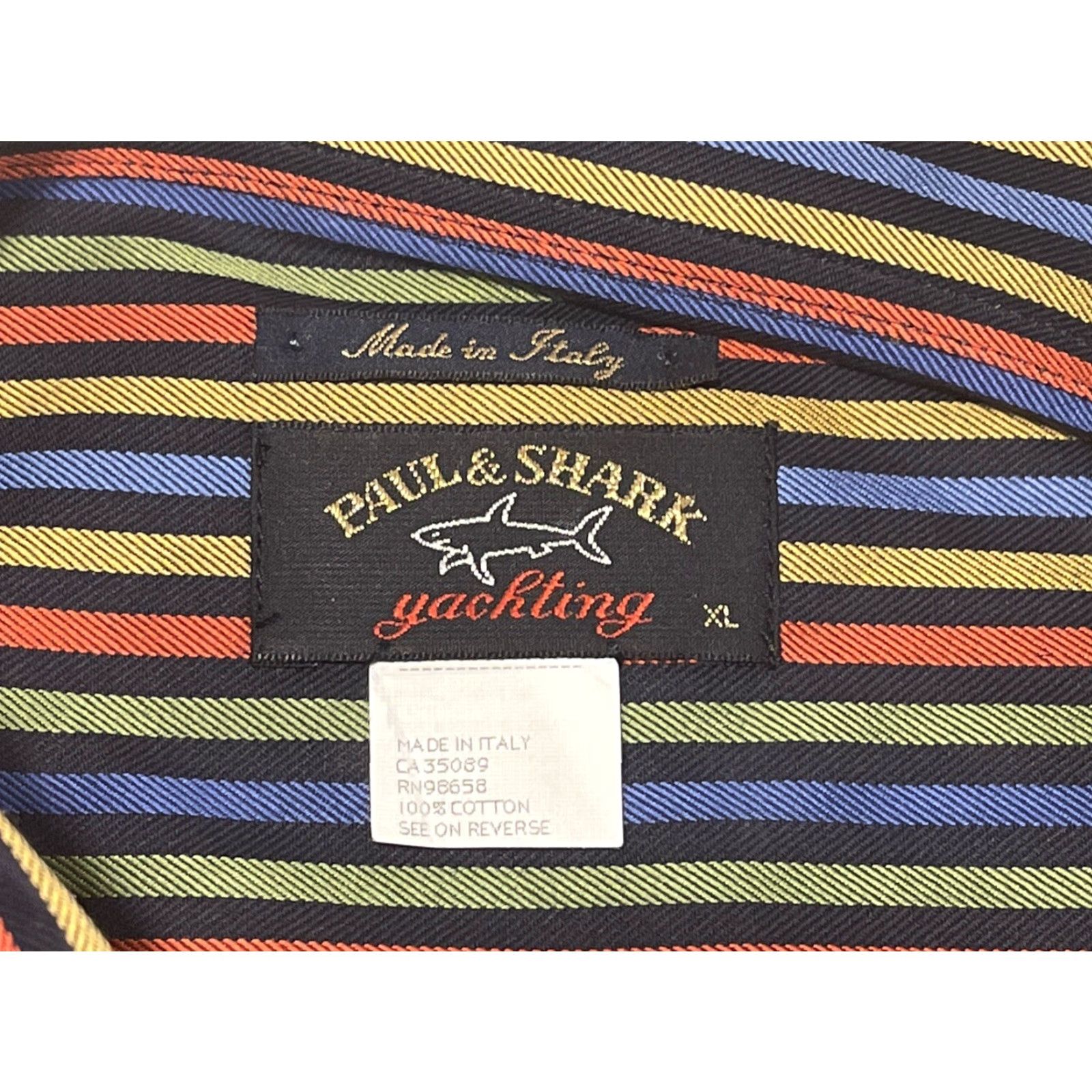 Paul & Shark Paul & Shark Yachting Button-Up Shirt Mens XL Multicolor Striped 100% Cotton Size US XL / EU 56 / 4 - 2 Thumbnail