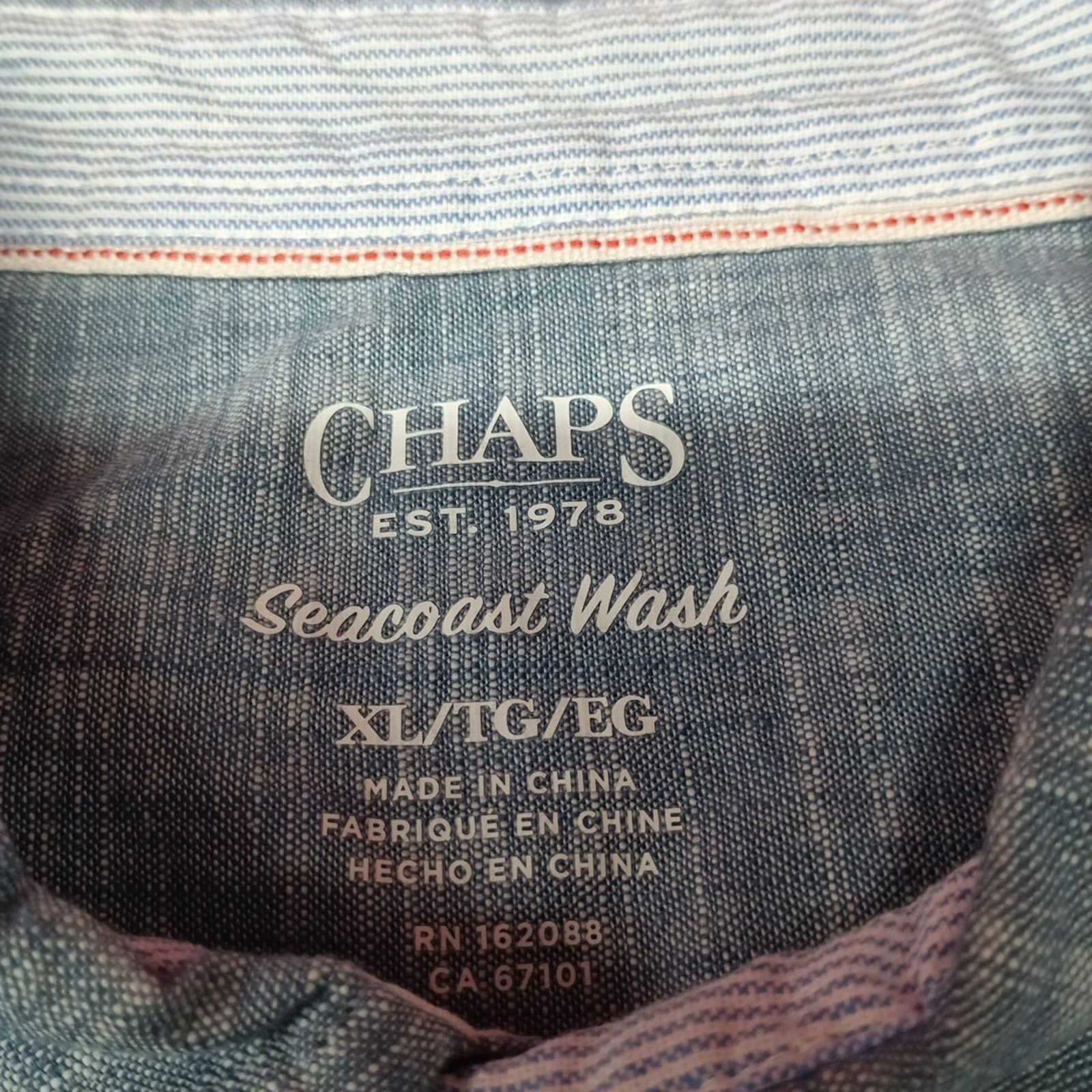 Chaps Chaps Seacoast Wash Chambray Woven Shirt Mens XL Blue Shadow Size US XL / EU 56 / 4 - 3 Thumbnail