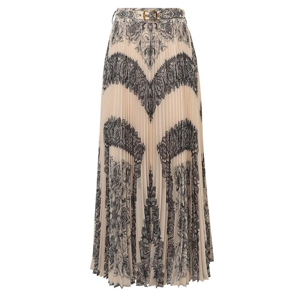 Zimmermann oc11z0825 Sunray Pleated Skirt in Macadamia/Black Size 27" / US 4 / IT 40 - 1 Thumbnail