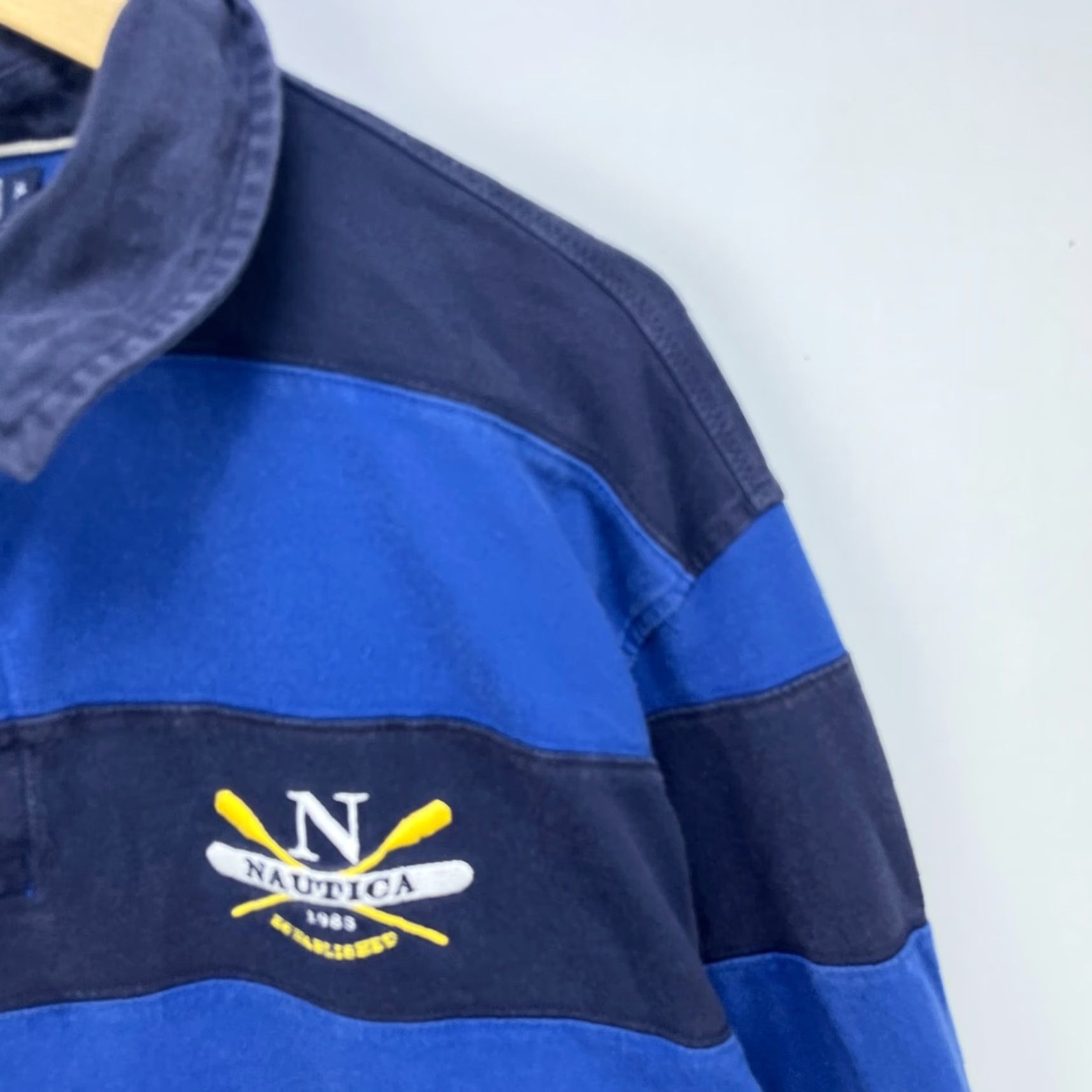 Nautica VINTAGE Nautica Rugby Polo Long Sleeve Shirt XL Men's Blue Polo XL Mens Size US XL / EU 56 / 4 - 3 Thumbnail
