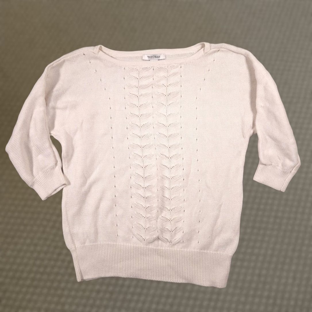 White House Black Market White House Black Market Sweater Womens Medium White Boat Neck 3/4 Sleeve Knit Size M / US 6-8 / IT 42-44 - 1 Thumbnail