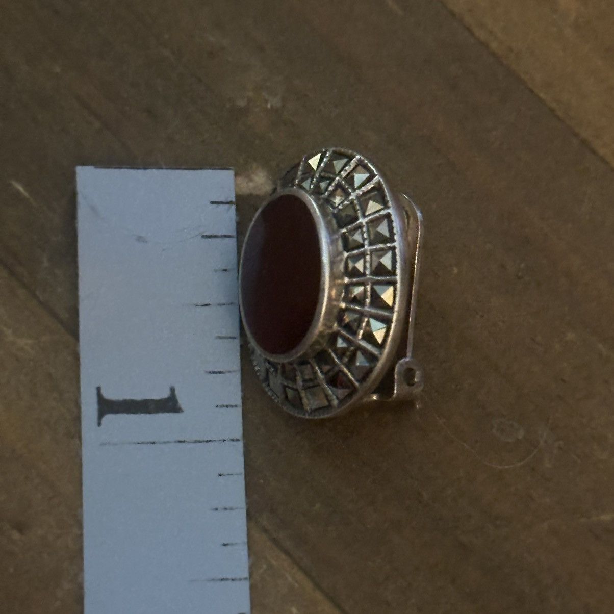 Vintage Vintage 925 silver oval Carnelian clip on earrings Size ONE SIZE - 2 Thumbnail
