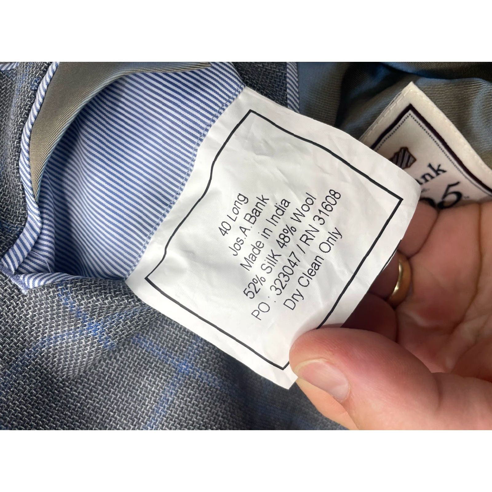 Jos. A. Bank NWT Jos A Bank Mens Silk Wool Blazer Jacket Sports Coat Gray Pane Size 40L Slim Size 40R - 3 Thumbnail