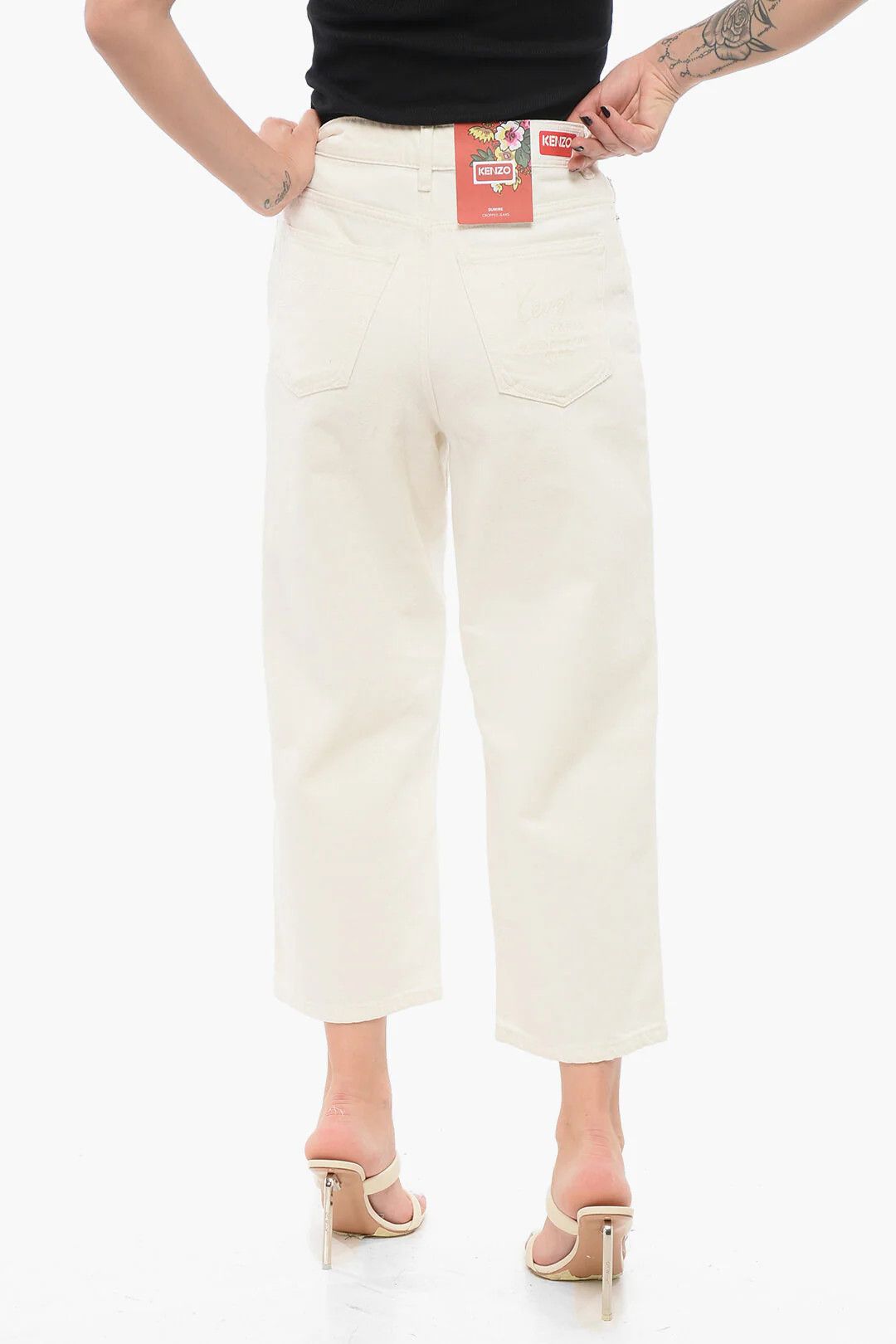 Kenzo og1mm0426 Cropped Fit Jeans in White Size 28" / US 6 / IT 42 - 2 Thumbnail