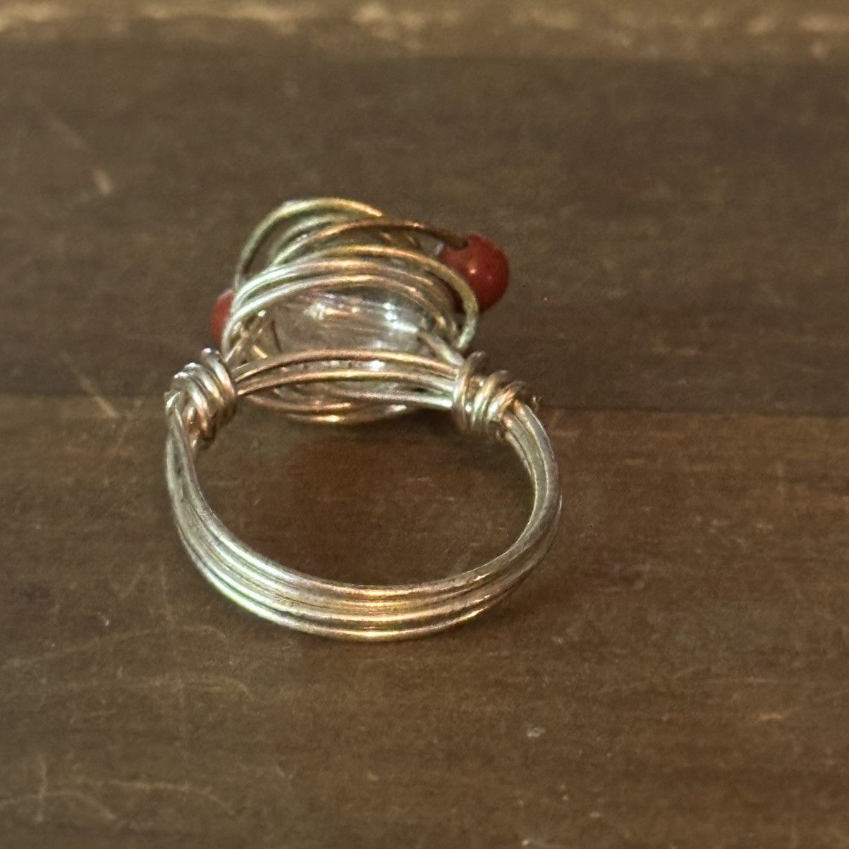 Other Silver tone wire wrapped clear bead ring Size ONE SIZE - 7 Thumbnail