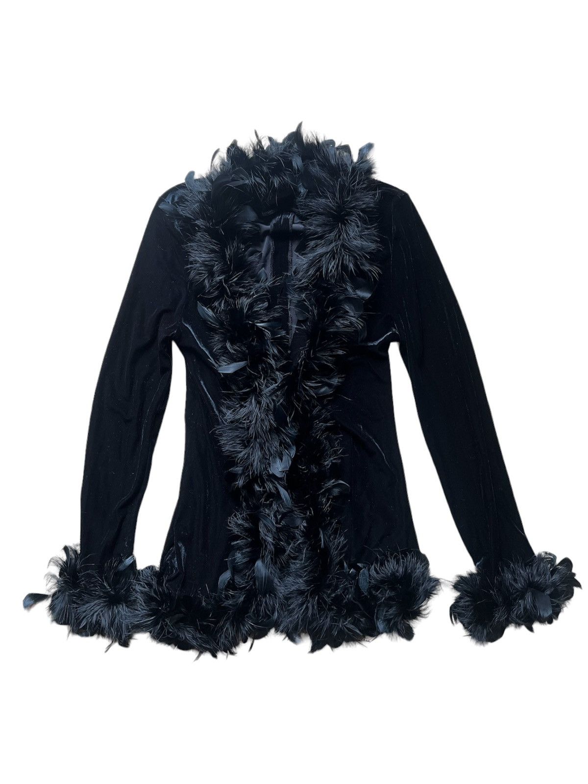 Japanese Brand Black velvet feather cardigan 🪶 Size M / US 6-8 / IT 42-44 - 1 Thumbnail