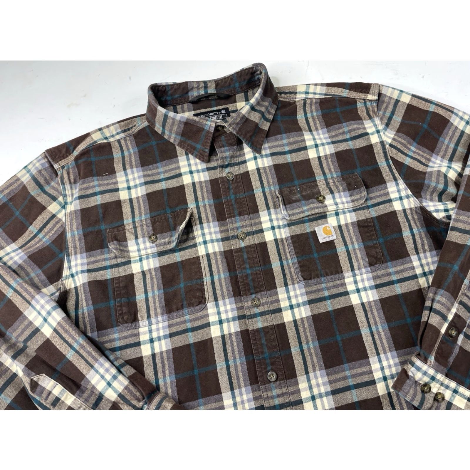 Carhartt Carhartt Shirt Mens 2XL Plaid Flannel Heavyweight Long Sleeve Button-Up Pocketed Casual Multicolor 105078 Size US XXL / EU 58 / 5 - 2 Thumbnail