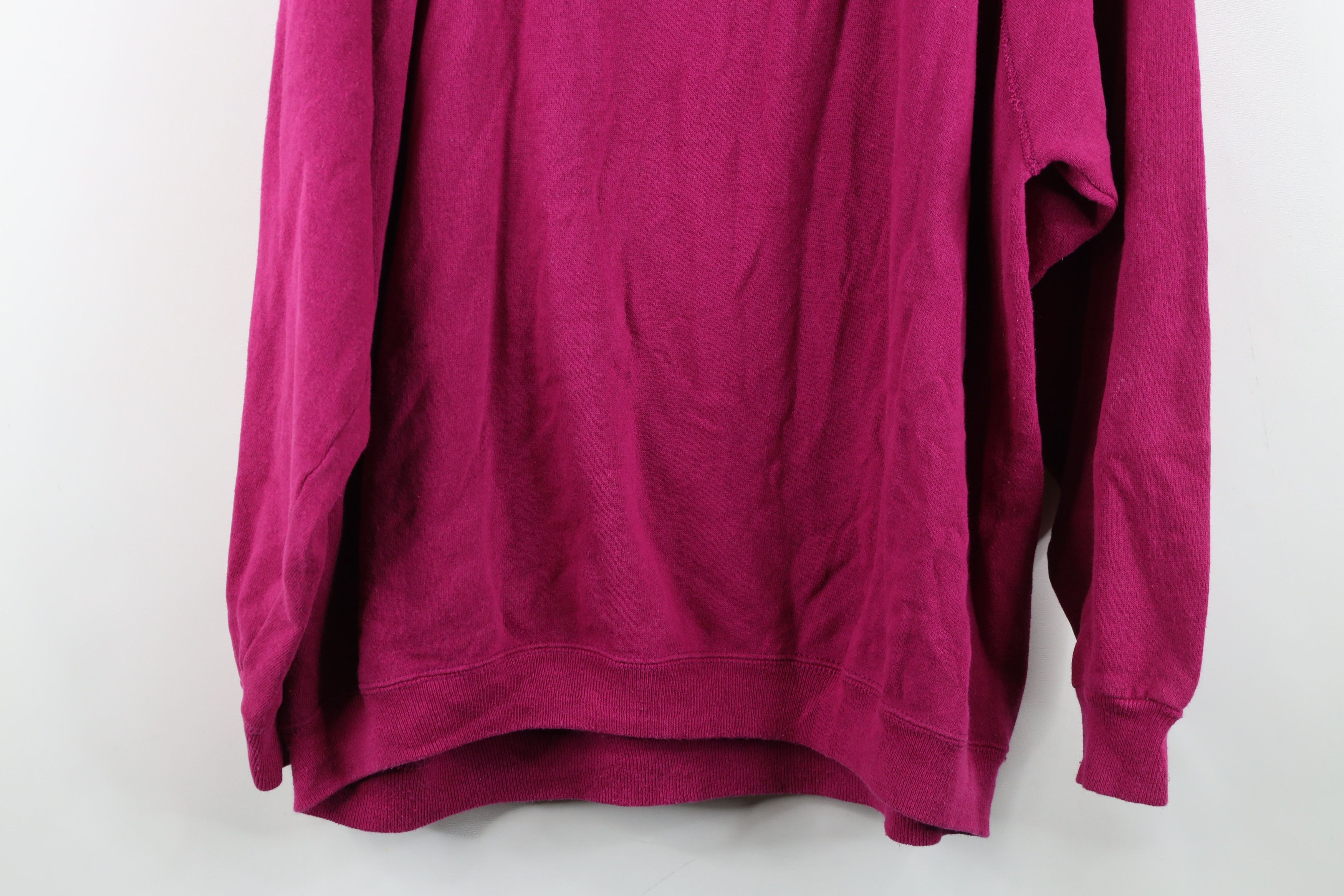 Hanes Vintage 80s 90s Hanes Raglan Crewneck Sweatshirt Magenta USA Size XL / US 12-14 / IT 48-50 - 11 Thumbnail