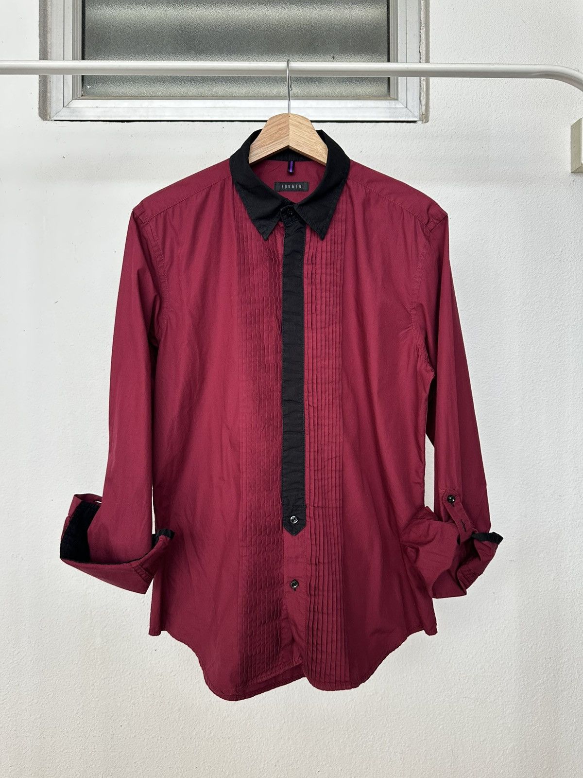 JUN MEN 2010's Junmen burgundy Avantgarde hediboy shirt Size US M / EU 48-50 / 2 - 4 Thumbnail