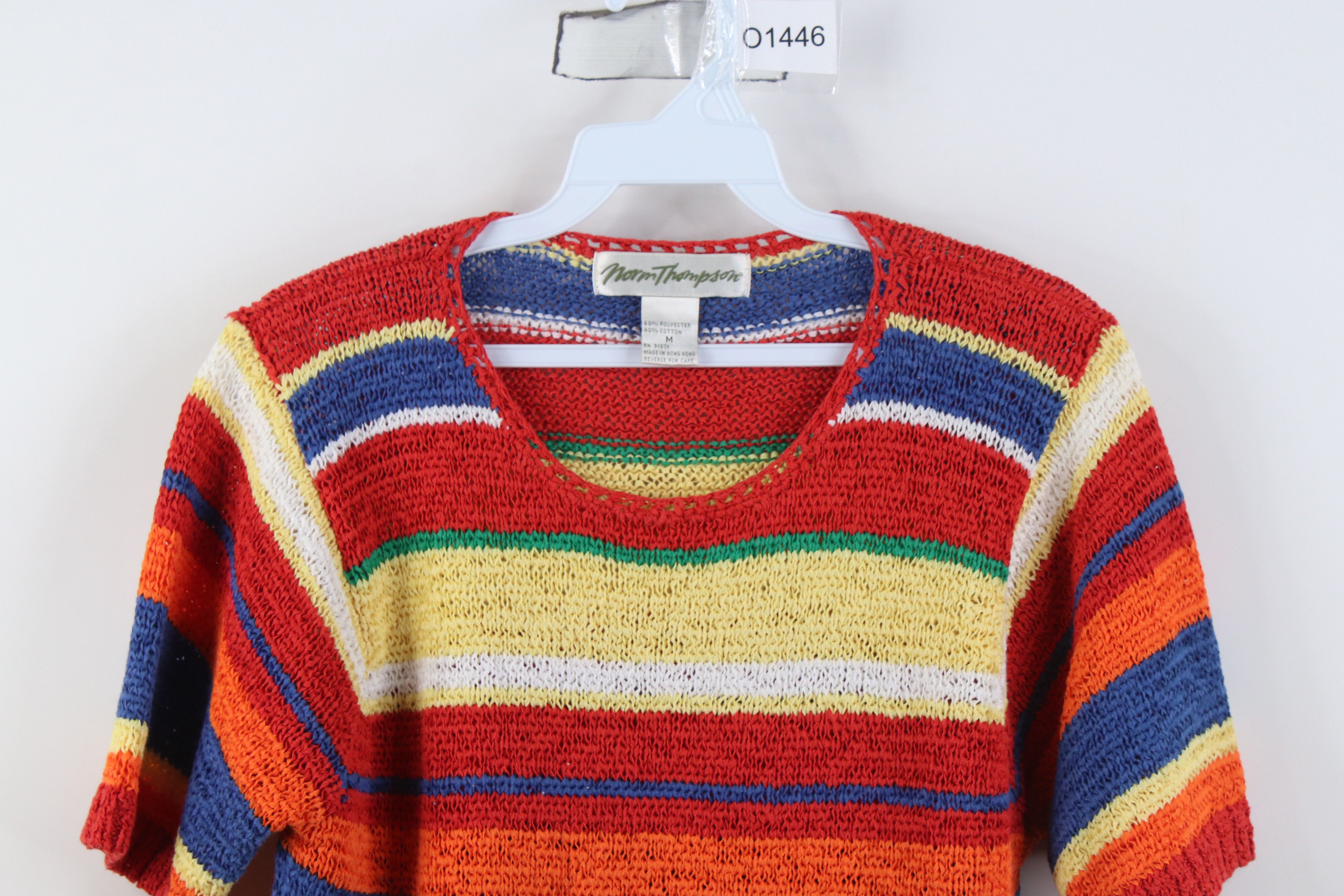 Vintage Vintage 90s Dawsons Creek Striped Knit Short Sleeve Sweater Size M / US 6-8 / IT 42-44 - 2 Thumbnail