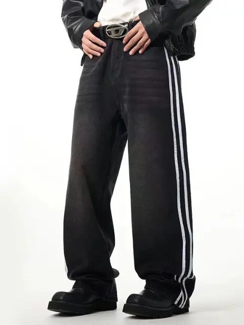 Japanese Brand American retro street washed wide-leg striped jeans Size US 32 / EU 48 - 6 Thumbnail
