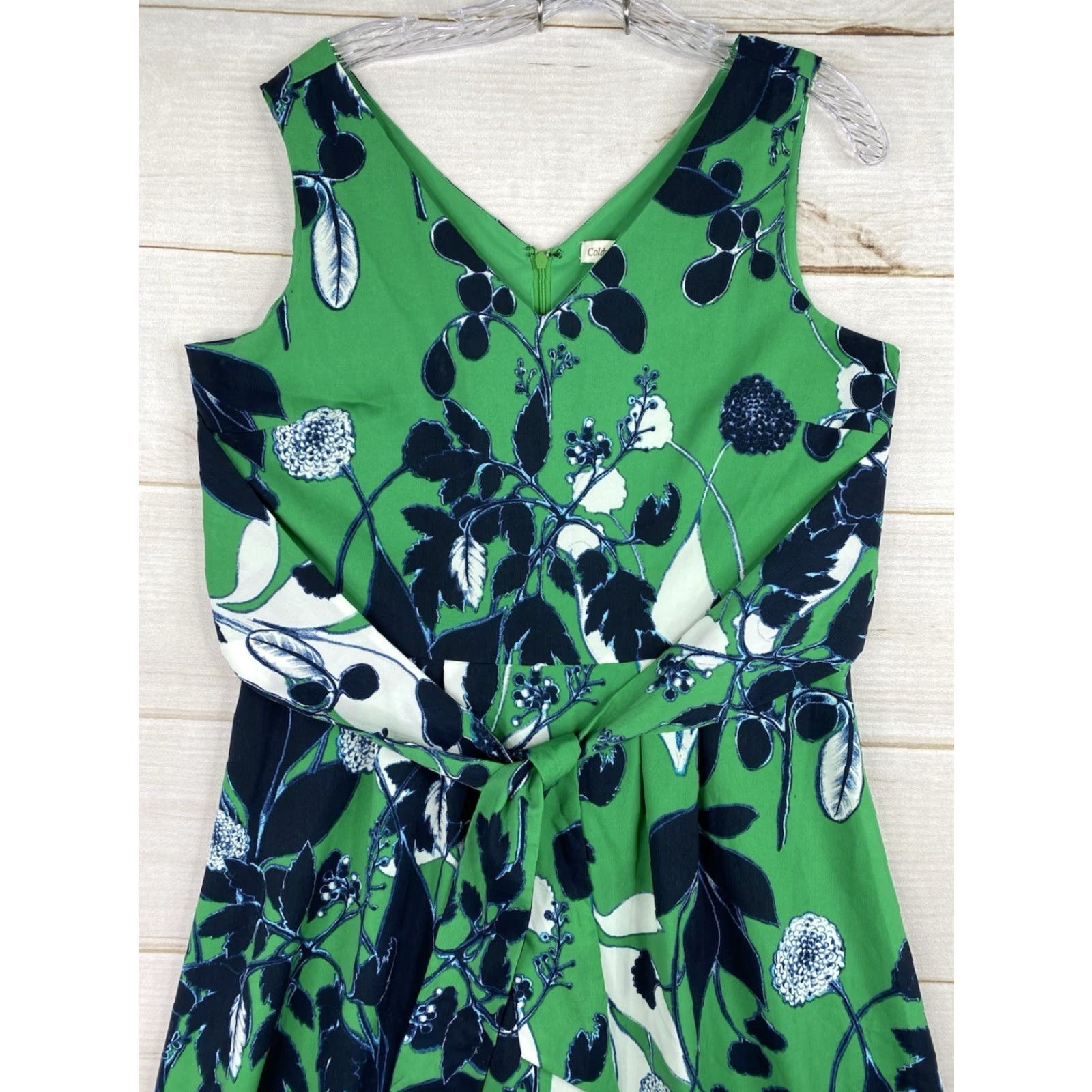 Coldwater Creek VINTAGE Coldwater Creek Maxi Dress Green Floral Classic Tie Waist V Neck Sleeveless Lined Size 10 Women's Boho Size L / US 10 / IT 46 - 2 Thumbnail