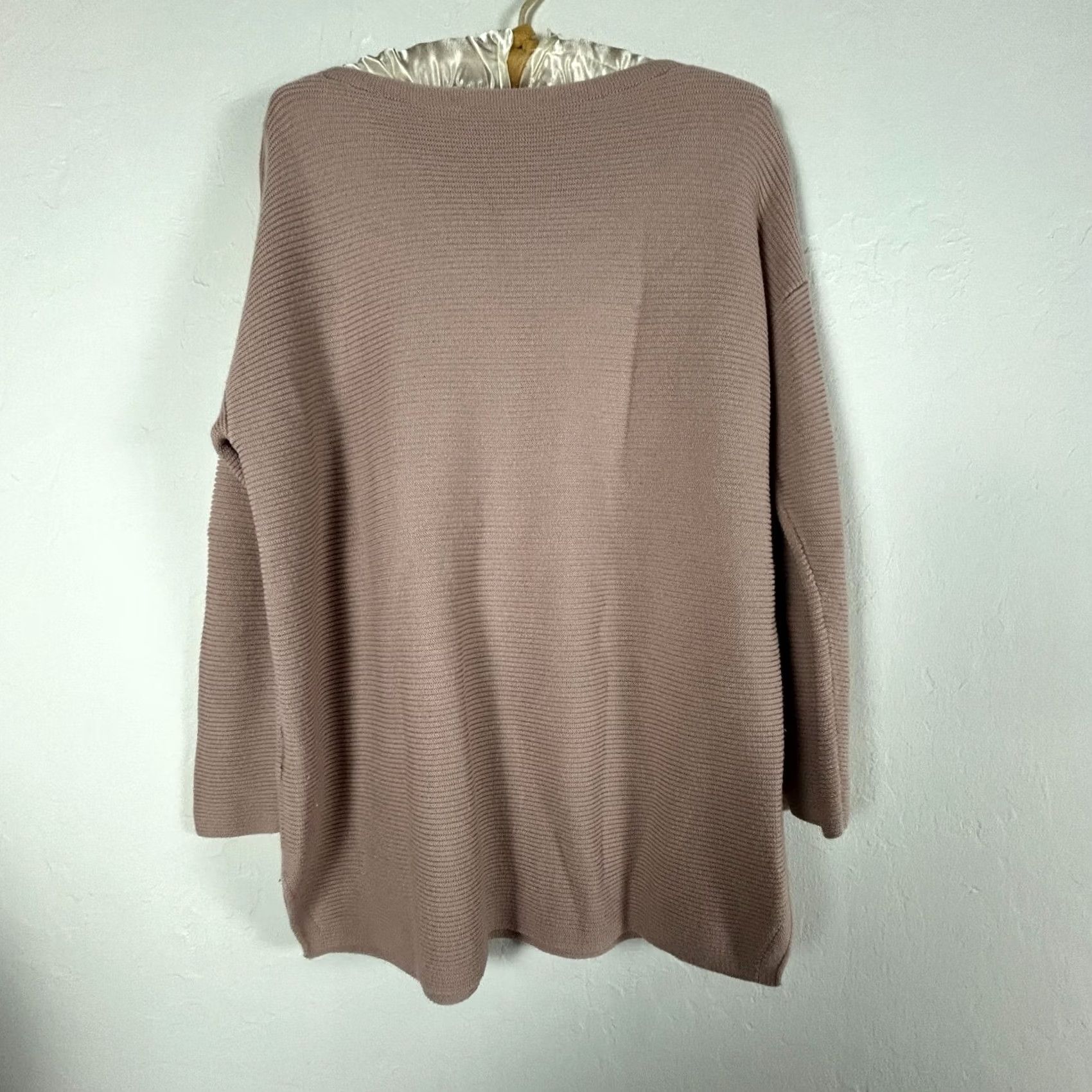 Eileen Fisher VINTAGE Eileen Fisher Sweater Shirt Womens Pullover Pink Small Silk Cashmere Ribbed Boat Neck Tunic Knit Long Sleeve Slips Solid 1990s? Size S / US 4 / IT 40 - 3 Thumbnail