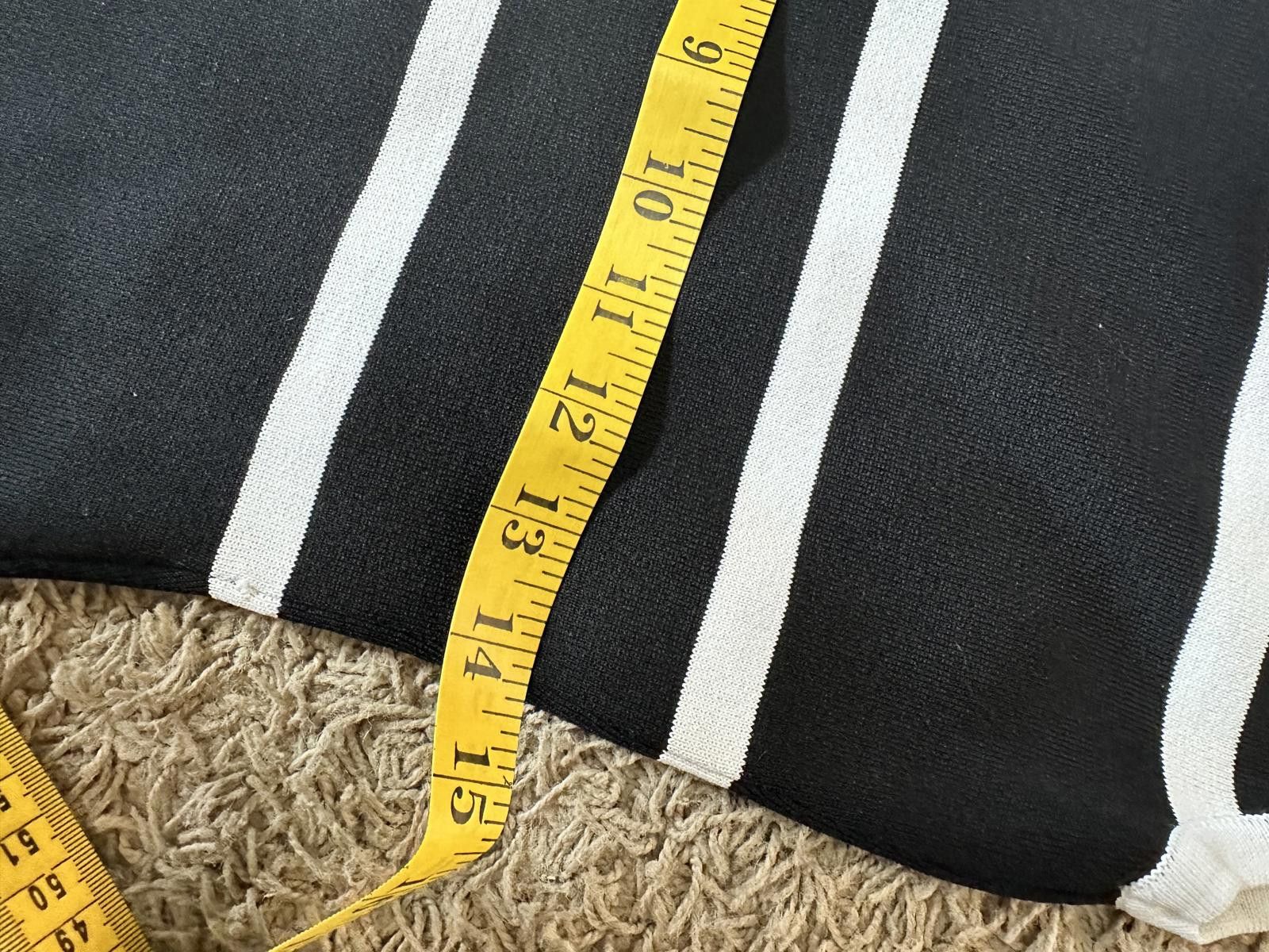 Designer Carmen Marc Valvo Women's Black and White Striped Dress Sz L Size L / US 10 / IT 46 - 7 Thumbnail