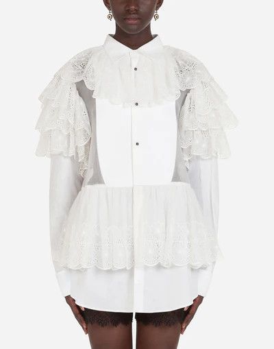 Dolce & Gabbana o1y0925 Lace Shirt in White Size S / US 4 / IT 40 - 4 Thumbnail