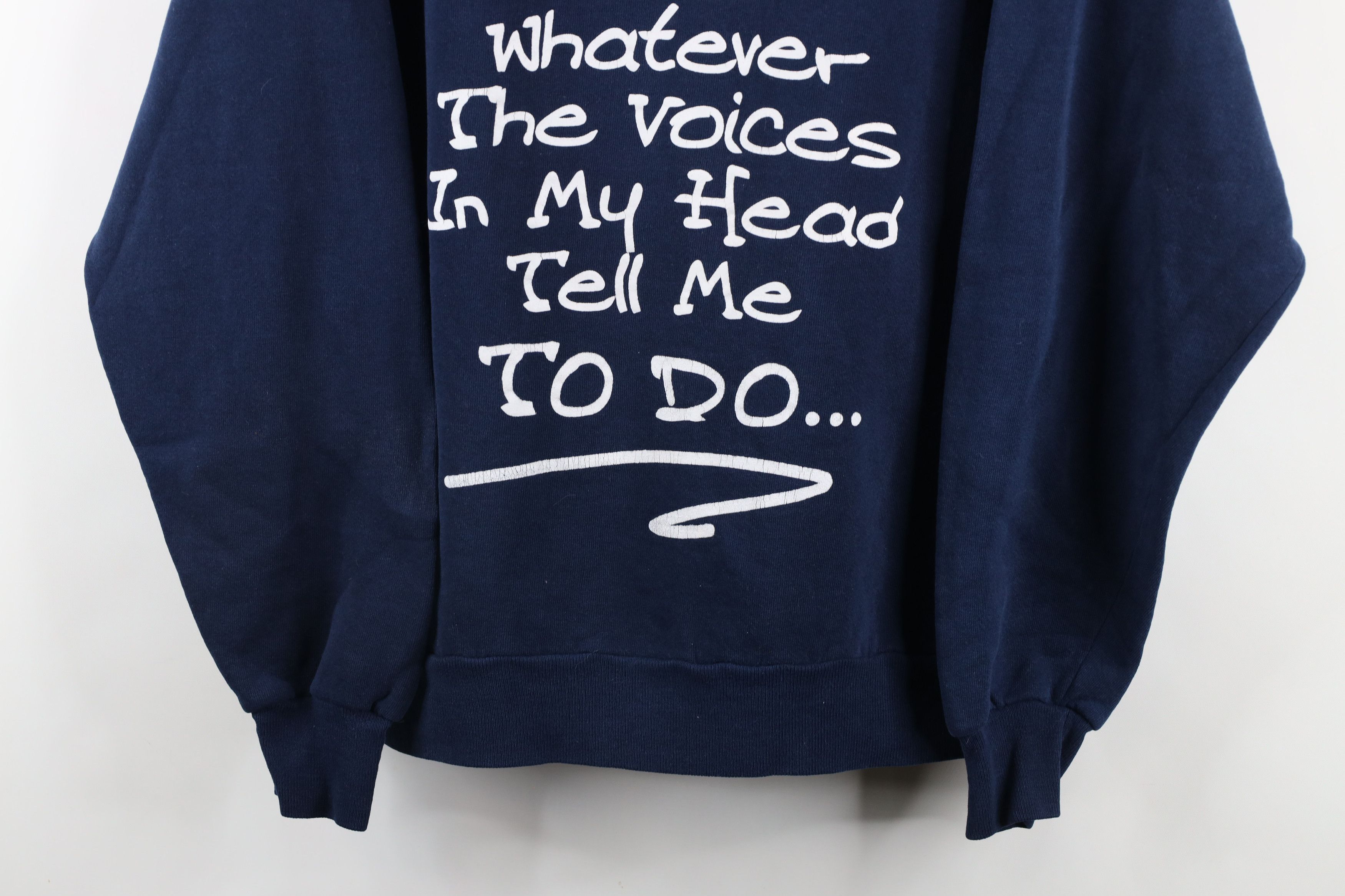 Vintage Vintage 90s The Voices In My Head Tell Me To Do Sweatshirt Size US L / EU 52-54 / 3 - 3 Thumbnail