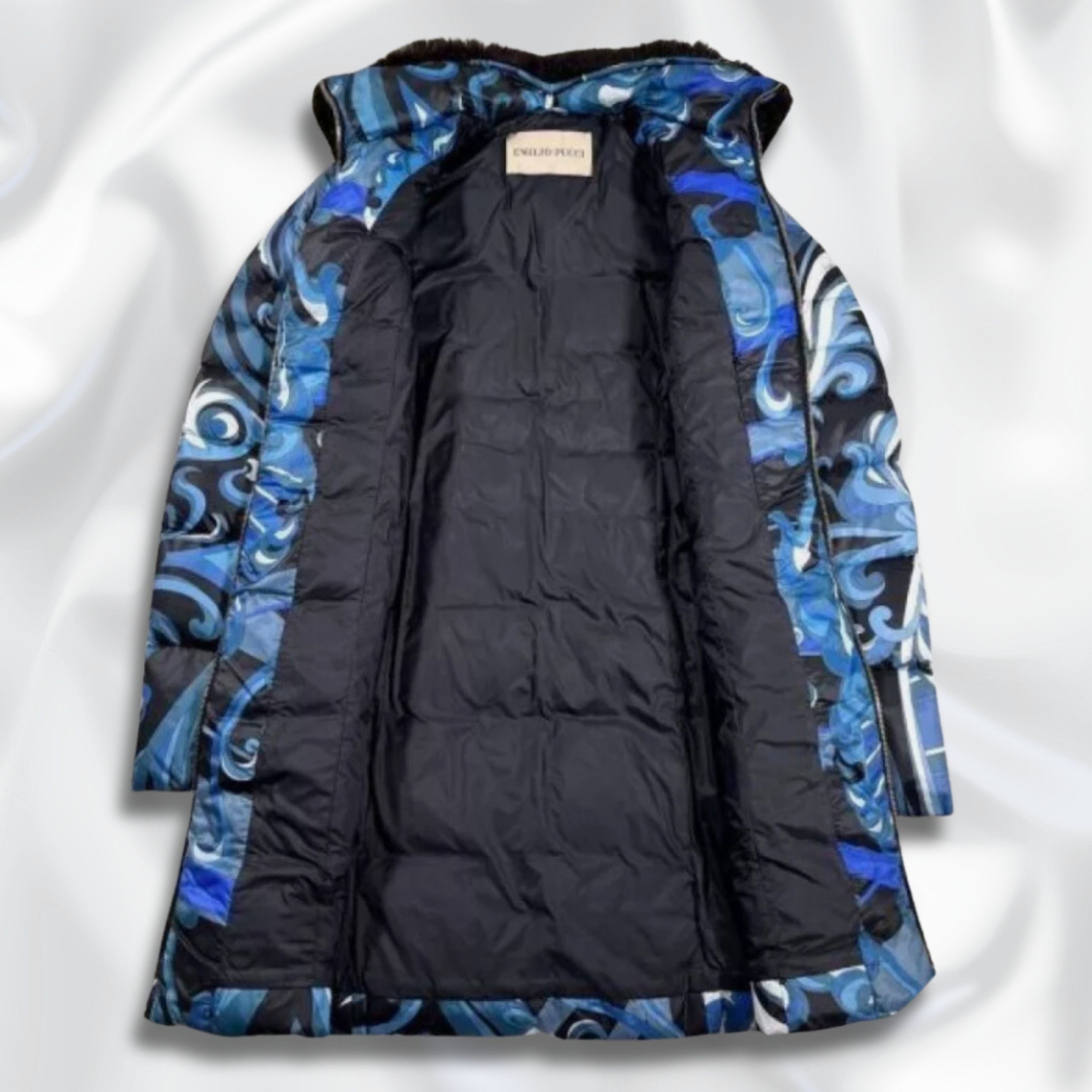 Emilio Pucci Emilio Pucci Blue Abstract Print Puffer Jacket/Coat Size XS / US 0-2 / IT 36-38 - 2 Thumbnail