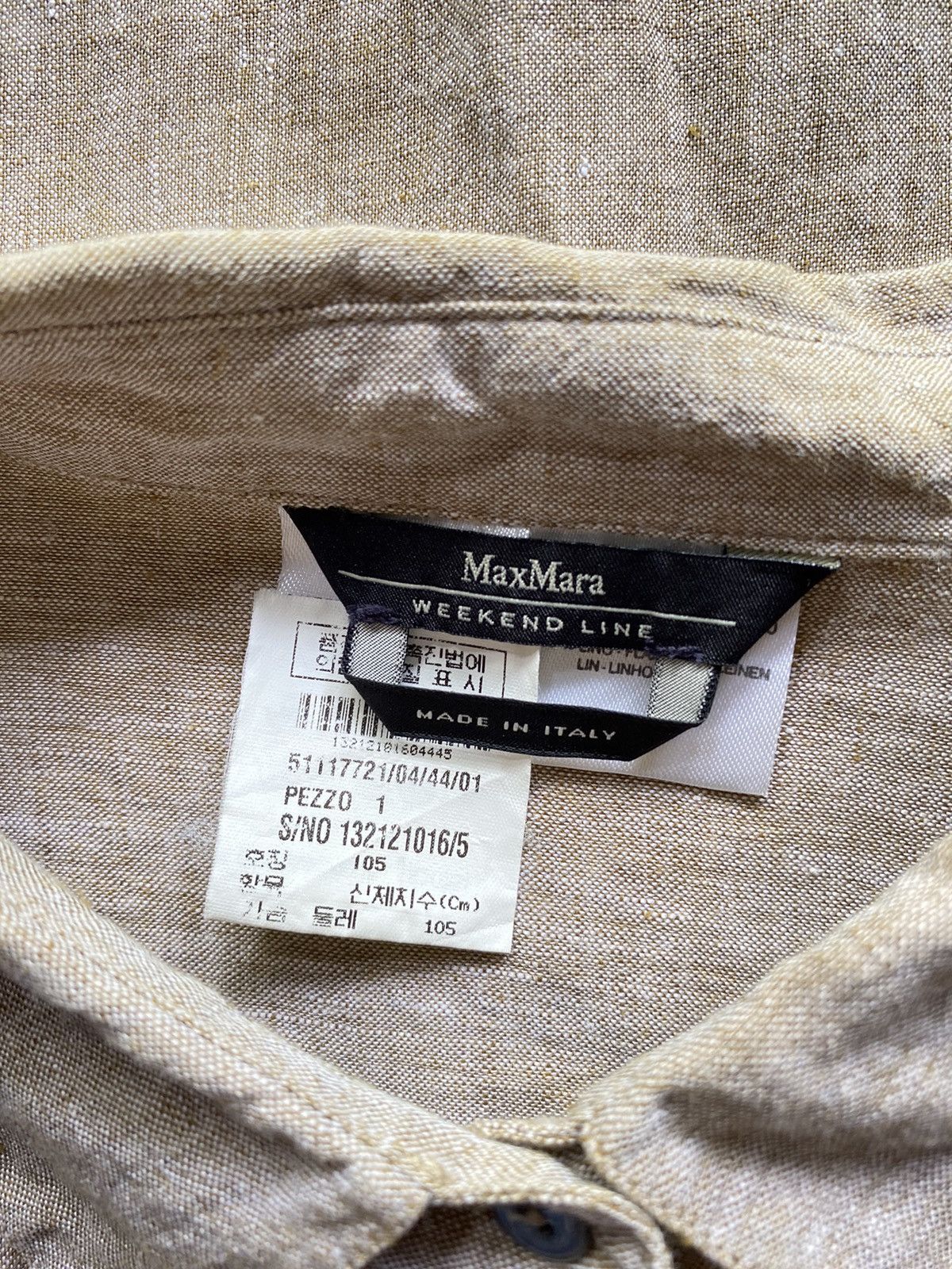 Weekend Max Mara MaxMara WEEKEND Beige Linen Button-Up Shirt Size ONE SIZE - 3 Thumbnail