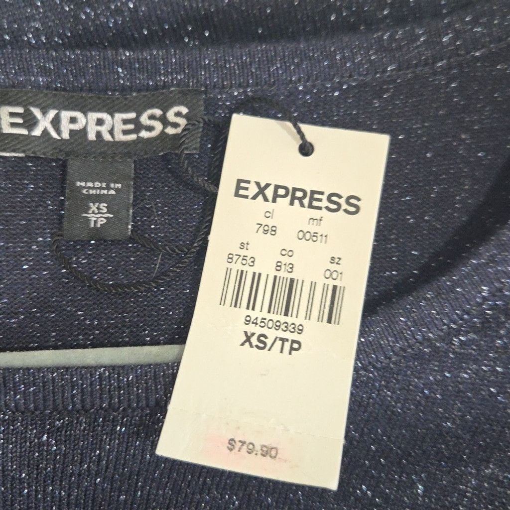 Express Express Midnight Blue Evening Dress Long Sleeve XS NWT Size XS / US 0-2 / IT 36-38 - 5 Thumbnail