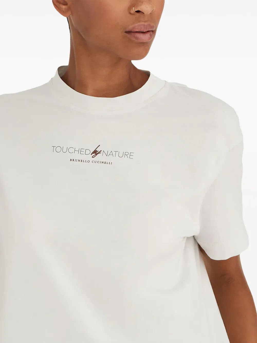 Brunello Cucinelli o1la1rc1a0325 T-shirt With Letters in White Size L / US 10 / IT 46 - 2 Thumbnail