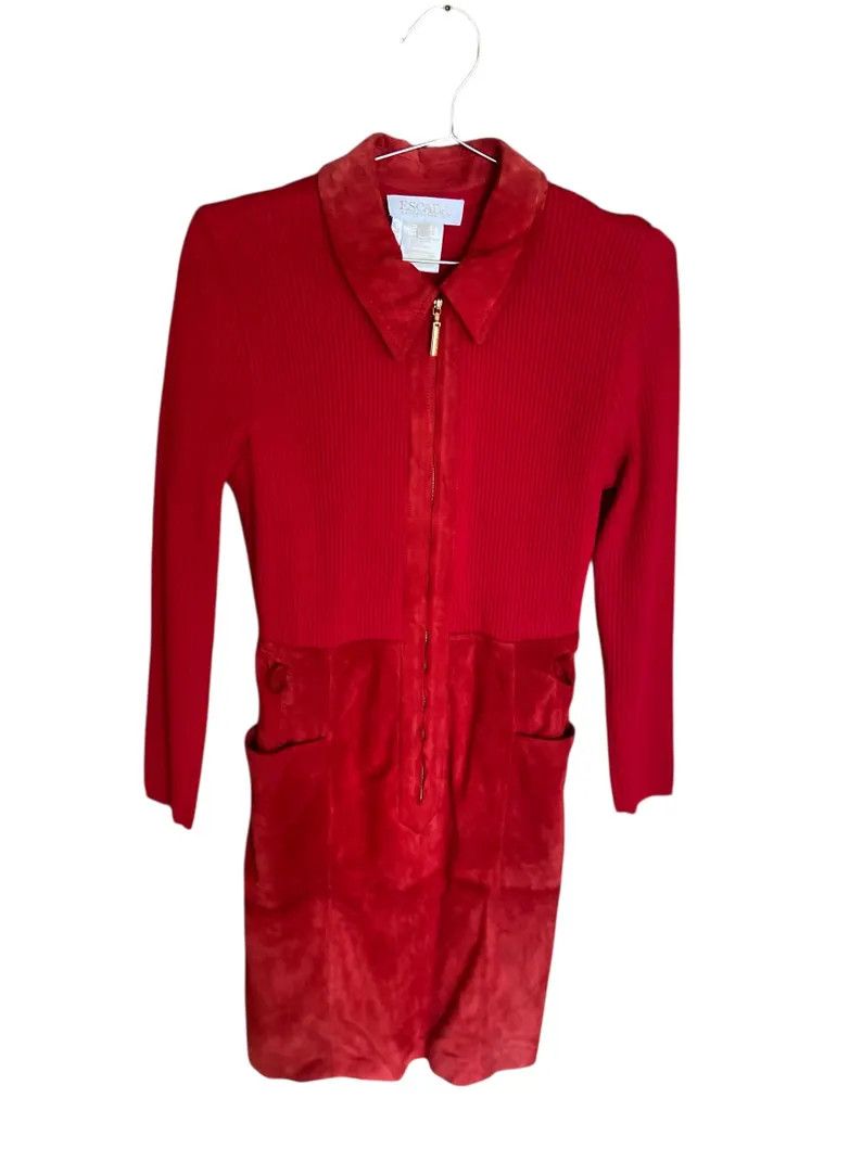 Escada Red Vintage Escada Leather Dress Size S / US 4 / IT 40 - 8 Thumbnail