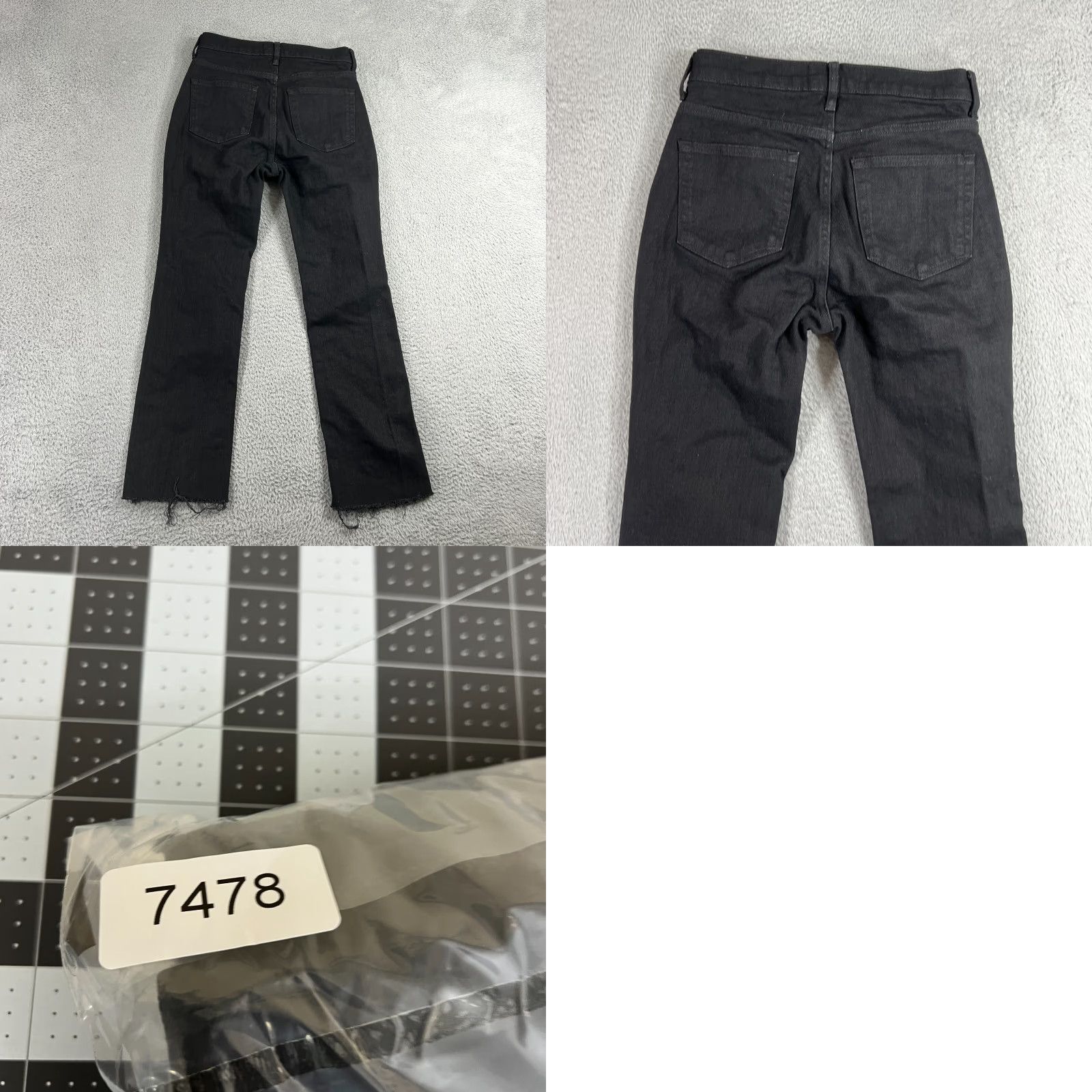 Everlane VINTAGE Everlane High Rise Cropped Jeans Women 26 Black Denim Stretch Raw Hem Size 26" / US 2 / IT 38 - 8 Thumbnail