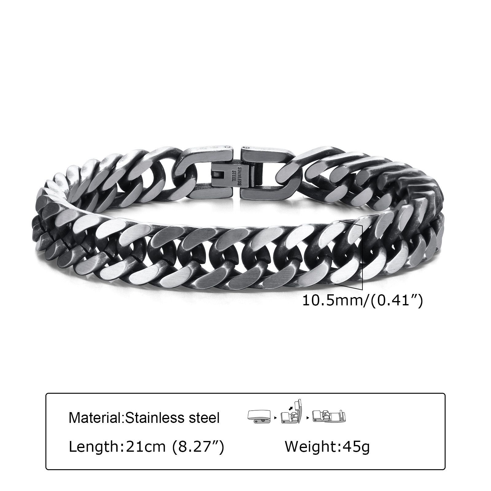 Jewelry × Vintage Chunky Retro Cuban Chain Bracelet for Men Size ONE SIZE - 5 Thumbnail