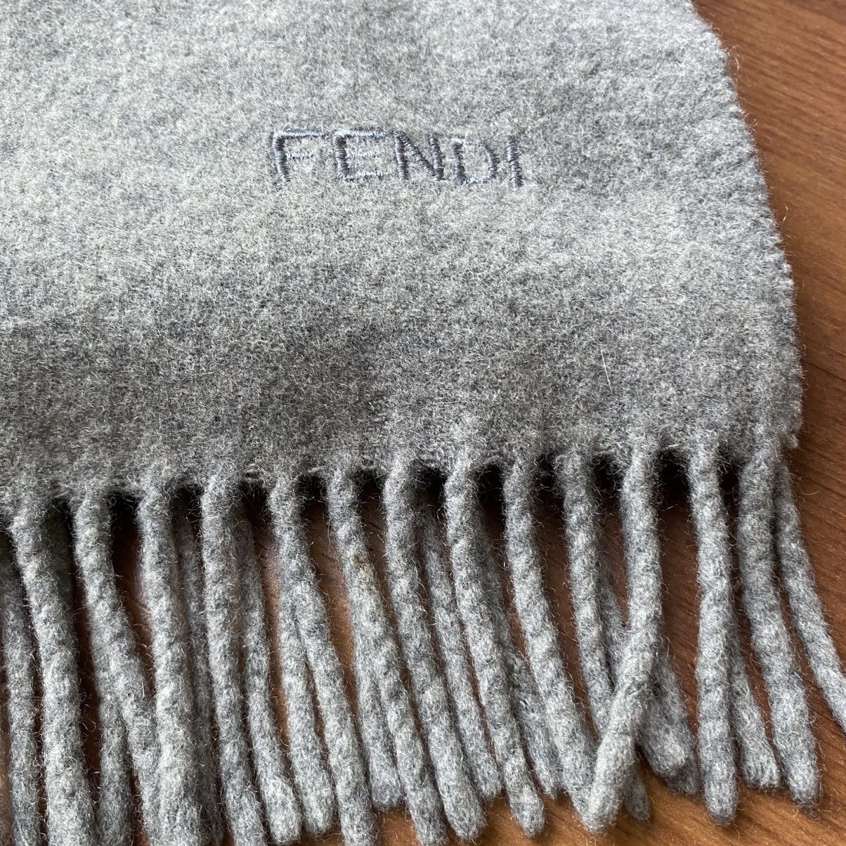 Fendi FENDI 100% Wool Grey Scarf with Brand Embroidery Size ONE SIZE - 4 Thumbnail