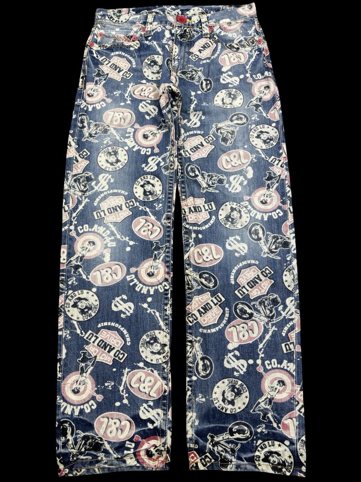 Designer Co&Lu Japan Dope Sick Full Print Denim F750 Size US 31 - 1 Thumbnail