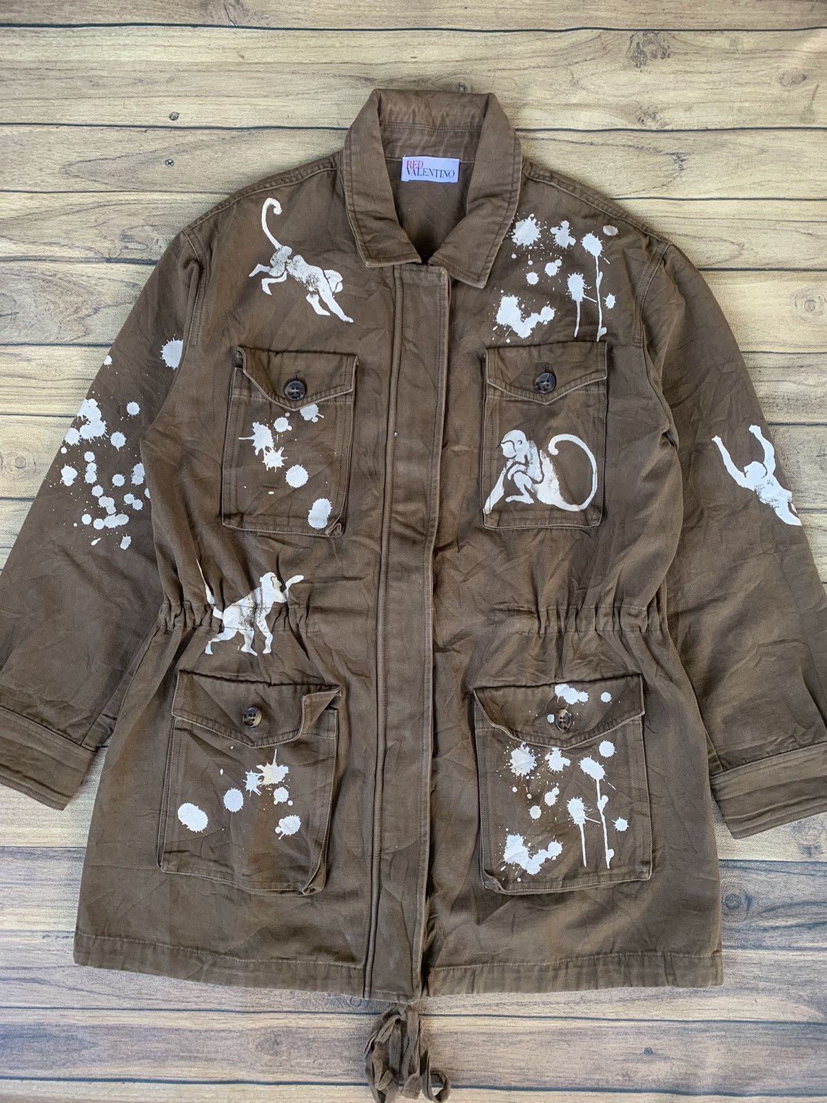 Valentino Red Valentino monkey print paint millitary jacket Size L / US 10 / IT 46 - 1 Thumbnail