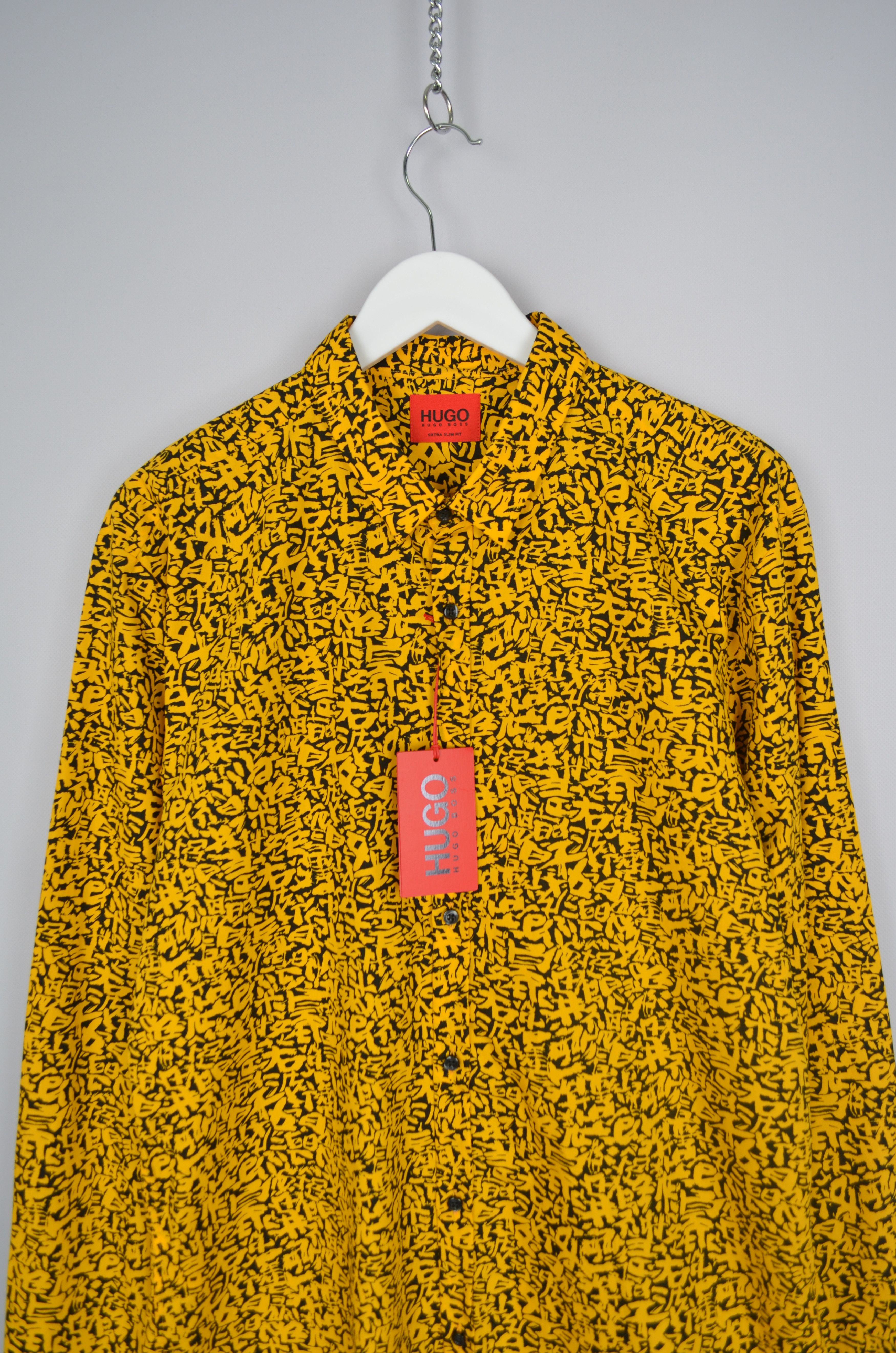 Hugo Boss Hugo Boss Yellow Abstract Print Extra Slim Fit Shirt Size M Size US M / EU 48-50 / 2 - 2 Thumbnail