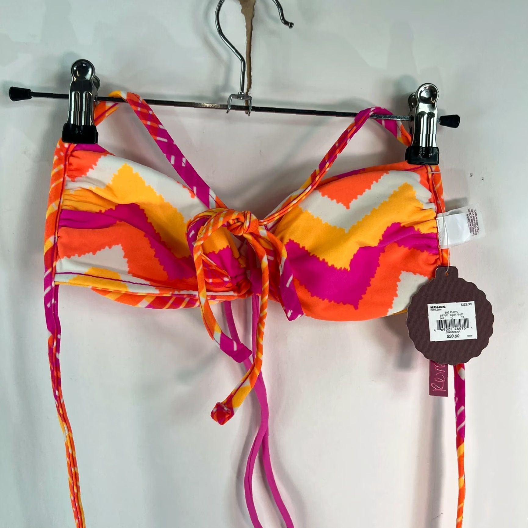 Pinko SO Womens Bikini Top Reversible Twist Front Swimwear XS Orange Pink - Adjustable Straps Padded Beach Sheer Summer Womens XS Size XS / US 0-2 / IT 36-38 - 4 Thumbnail