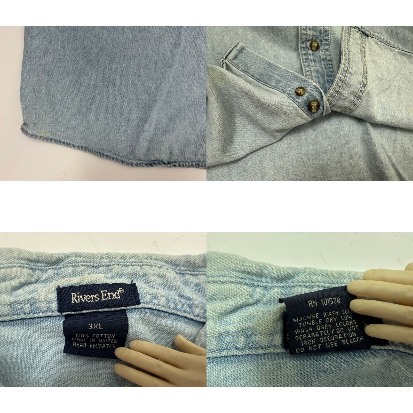 Vintage VINTAGE Rivers End Denim Shirt Men 3XL Harley-Davidson Owners Groups Button-Down Eagle Blue 90s Biker Hipster Outdoor NOD Mens Size US XXL / EU 58 / 5 - 9 Thumbnail
