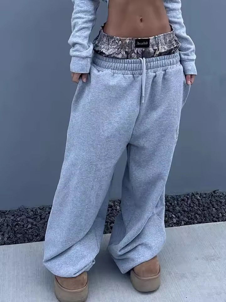 Japanese Brand Asaoka x Kumi Double Waist Camouflage Boxer Baggy Sweatpants Size US 31 - 2 Thumbnail