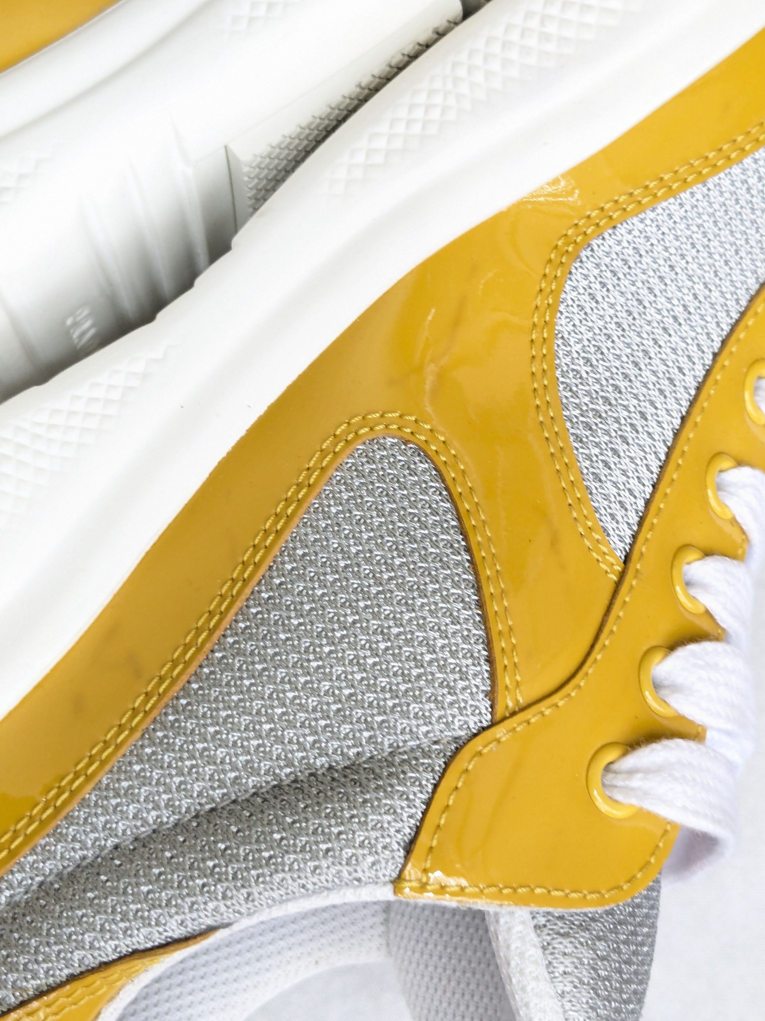 Prada America's Cup Yellow 9.5 Low Top Patent Leather