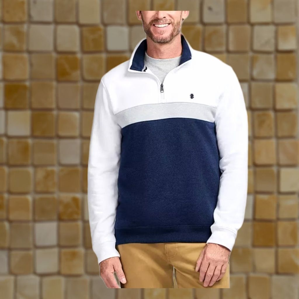 Izod IZOD Advantage Performance 1/4 Zip Fleece Pullover Shirt BRIGHT WHITE L Mens Striped Knit Outdoor Winter Spring Fall Size US L / EU 52-54 / 3 - 1 Preview