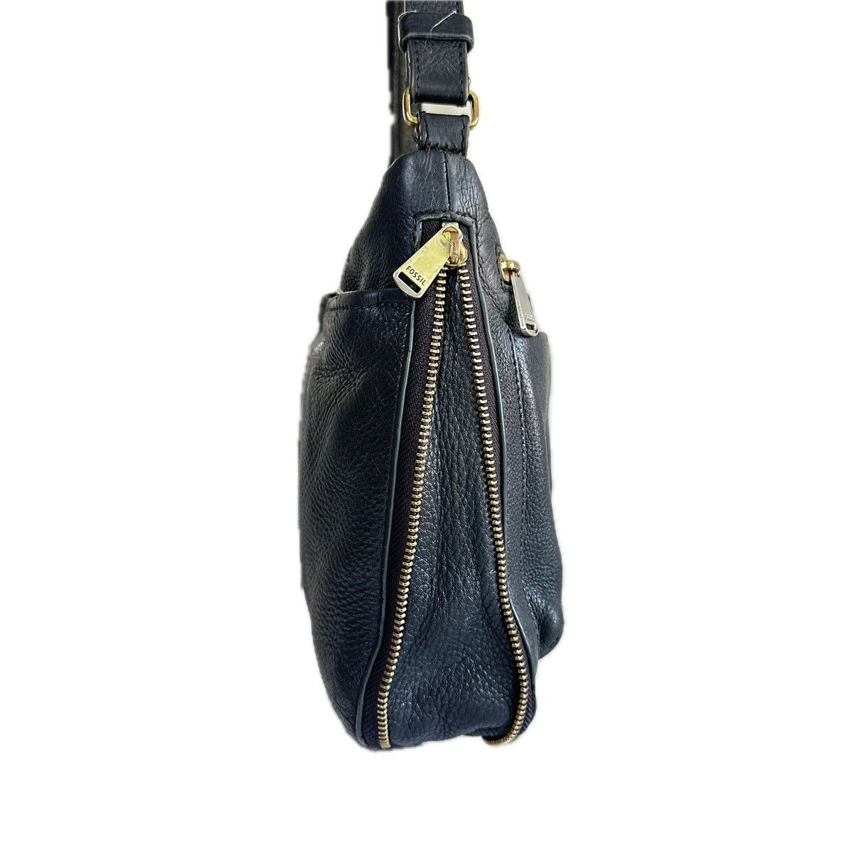 Fossil Fossil Black Pebbled Leather Crossbody Bag ZipTop Expandable Size ONE SIZE - 5 Thumbnail