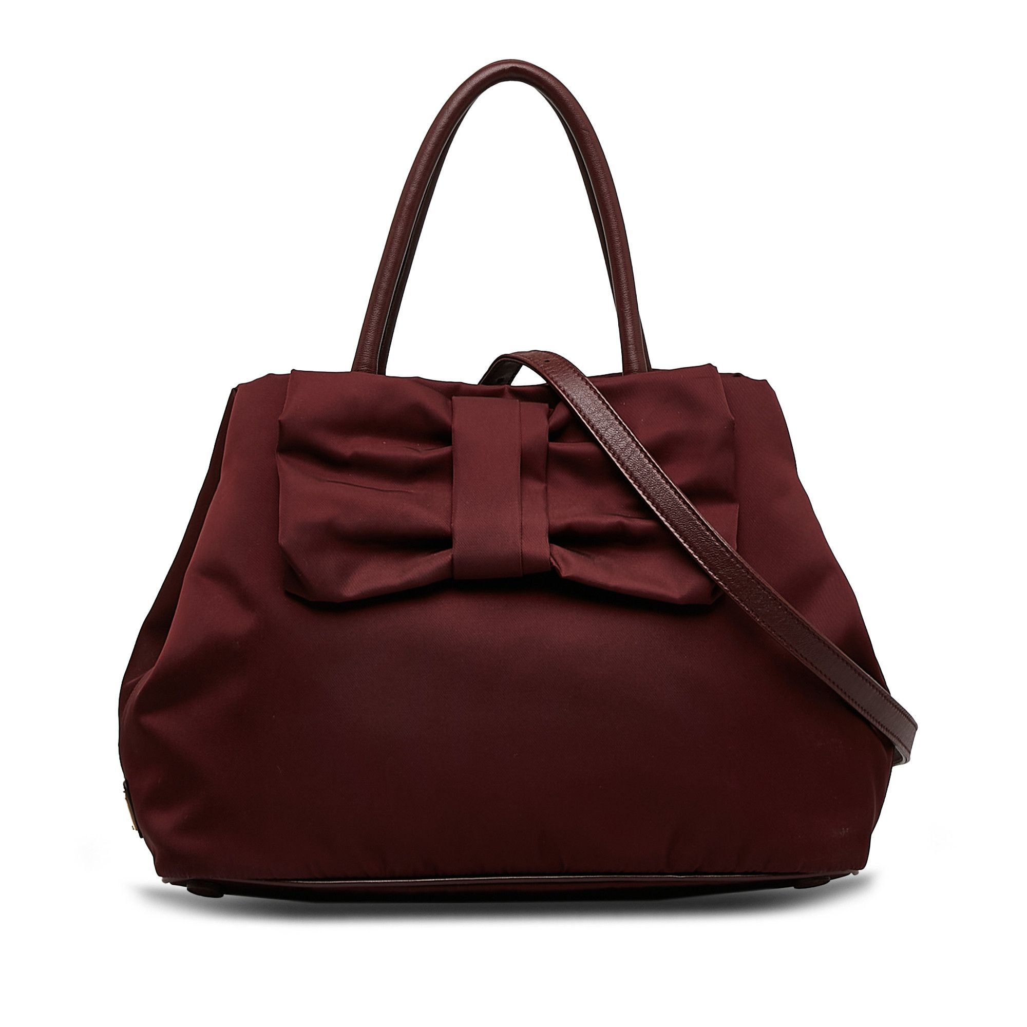 image of Prada Fiocco Bow Tessuto Satchel in Red, Women's