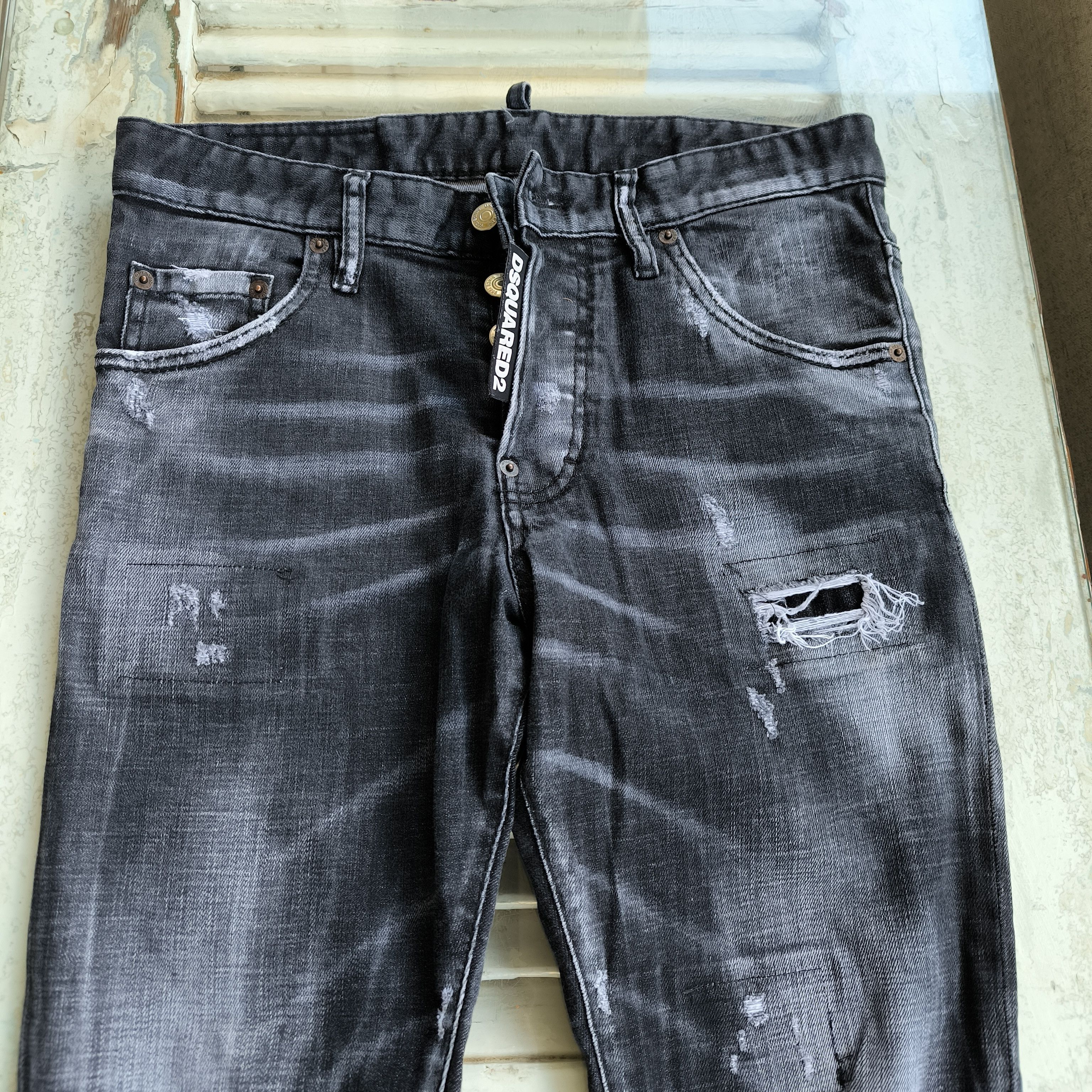 Dsquared2 Dsquared2 Skater Jeans Black Grey Distressed Stretch Denim Size US 28 / EU 44 - 2 Thumbnail