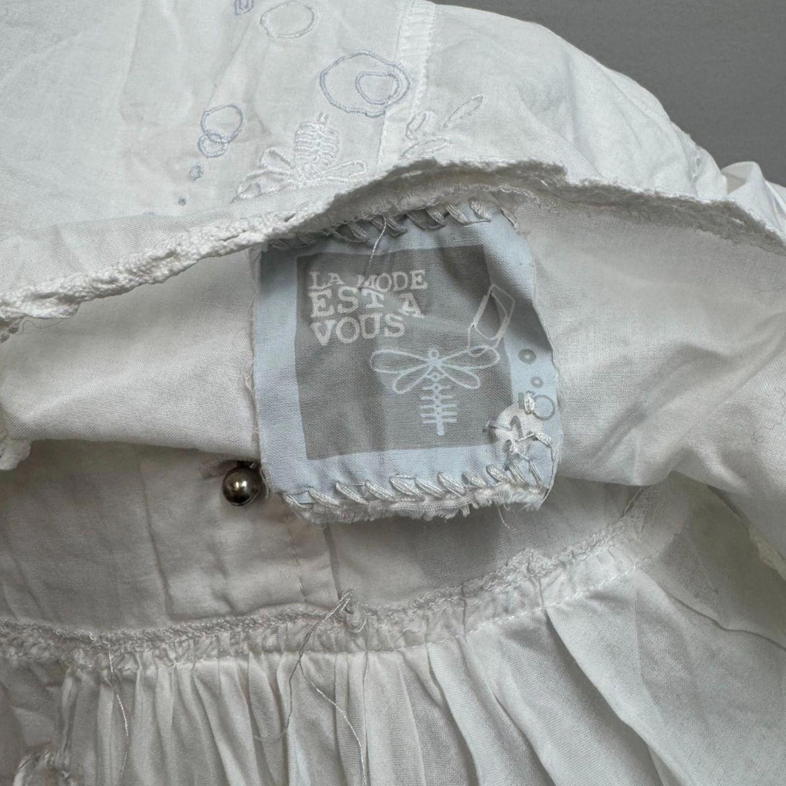 Other Vintage La Mode Est à Vous White Cotton Parachute Dress Size S / US 4 / IT 40 - 8 Thumbnail