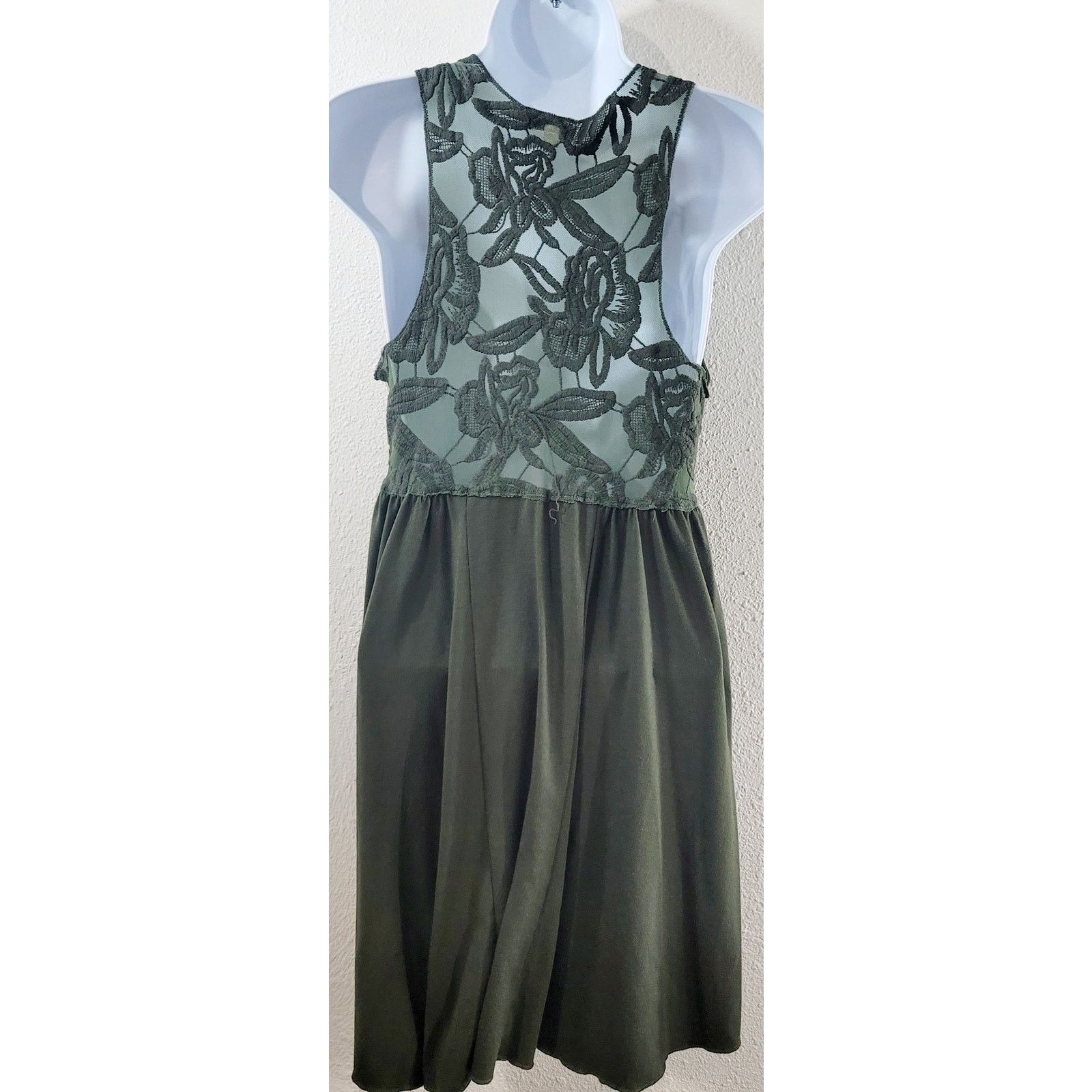 Other Lily Star Green Hi Low Lace Back Mini Dress Medium Flowy Size M / US 6-8 / IT 42-44 - 2 Thumbnail