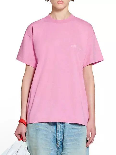 Balenciaga o1bcso1str1224 Turn Medium Fit T-Shirt in Pink Size XXS / US 00 / IT 34 - 6 Thumbnail