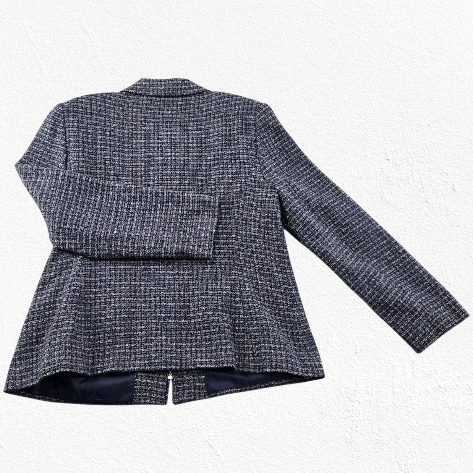 Vintage Vintage Blue Wool Blend Minimalist Tweed Zip Jacket Size 14 Size XL / US 12-14 / IT 48-50 - 8 Thumbnail