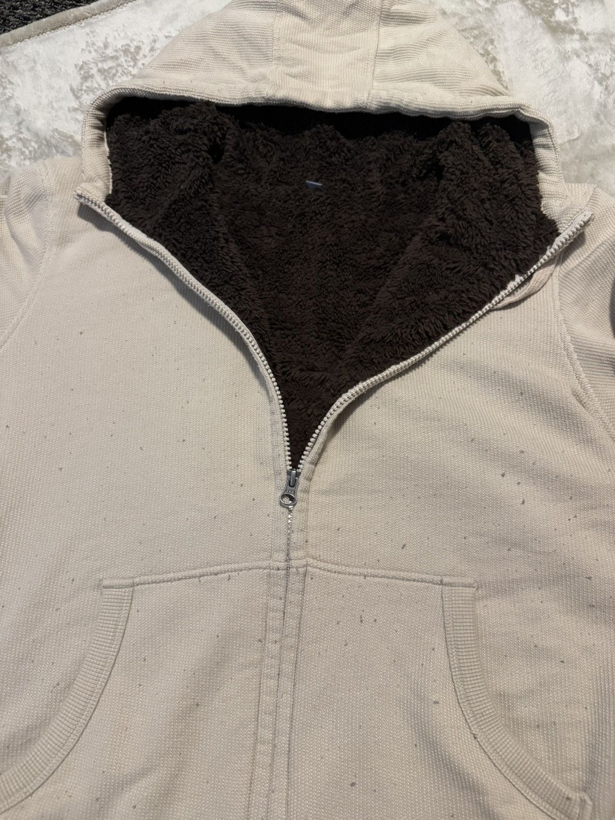 Other Teddy Lined Zip Up Hoodie – Beige Sherpa – Y2k Zip Jacket Size M / US 6-8 / IT 42-44 - 2 Thumbnail