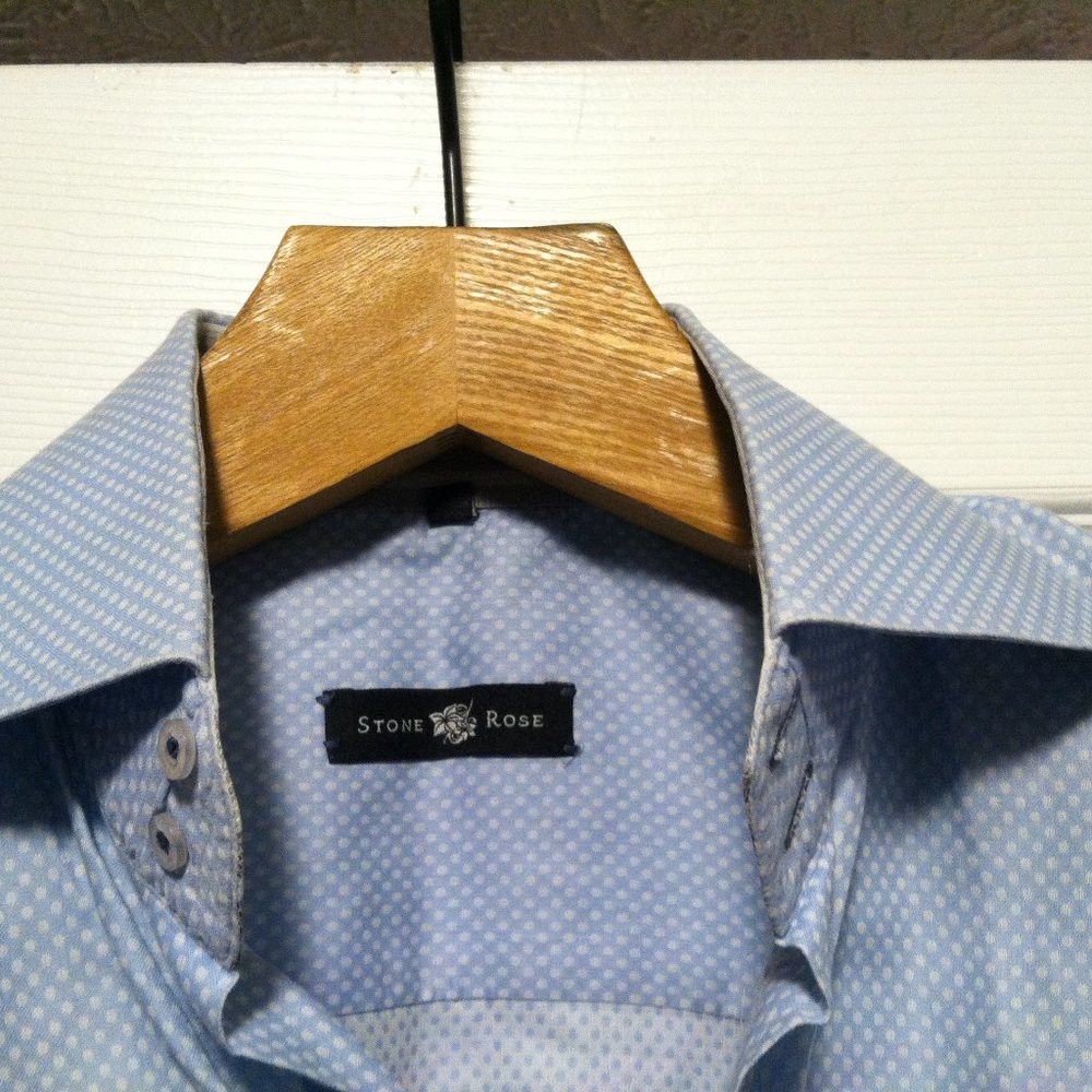 Stone Rose STONE ROSE MEN'S BLUE 100%COTTON CASUAL SHIRT SIZE: 3(M) Size US M / EU 48-50 / 2 - 6 Thumbnail