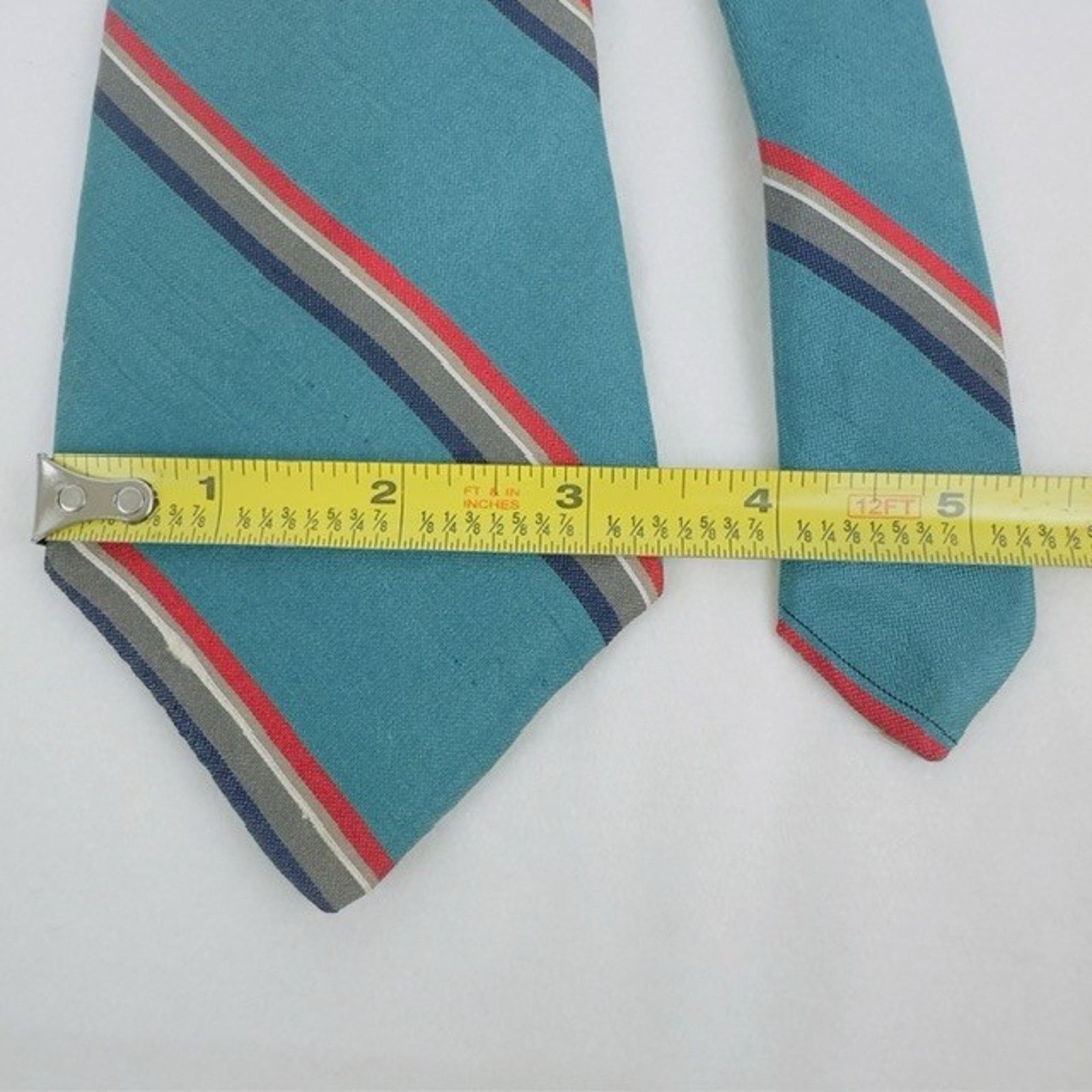 Other Brownstone Necktie Aqua/Red Stripes Silk USA Preppy VTG Size ONE SIZE - 10 Thumbnail