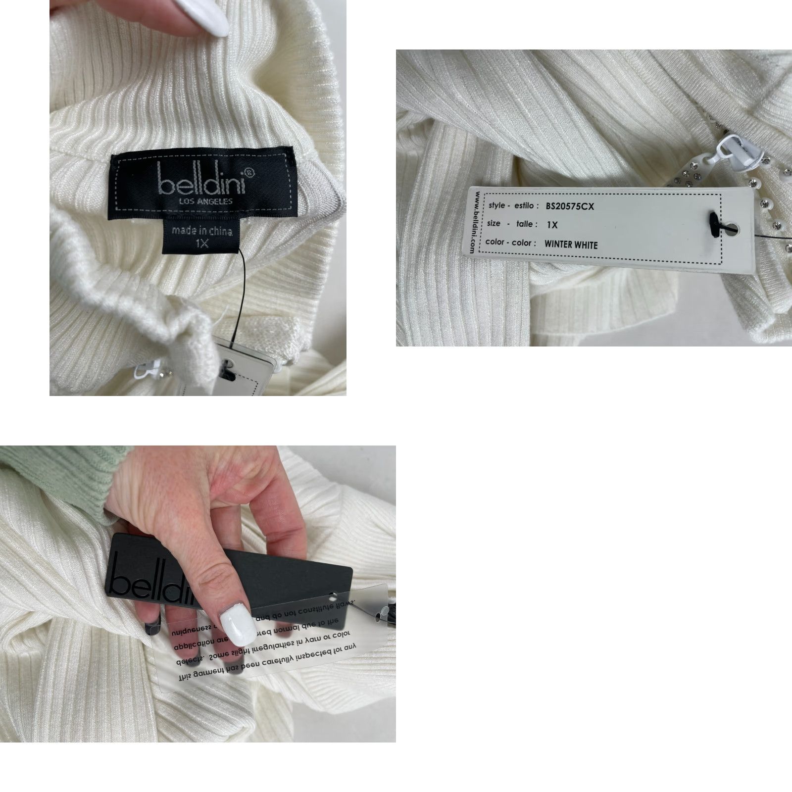 Vintage Belldini Sweater Women's Plus Size 1X Cream Full Zip Ribbed NWD Modern Fall Winter 1X Ivory Womens Size XL / US 12-14 / IT 48-50 - 8 Thumbnail