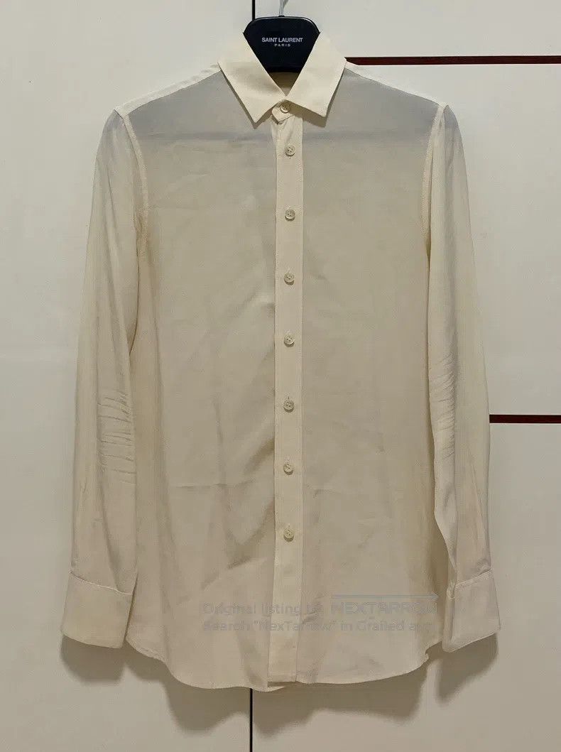 Saint Laurent Paris Saint Laurent Paris White Basic Mulberry Silk Shirt Size US S / EU 44-46 / 1 - 1 Thumbnail